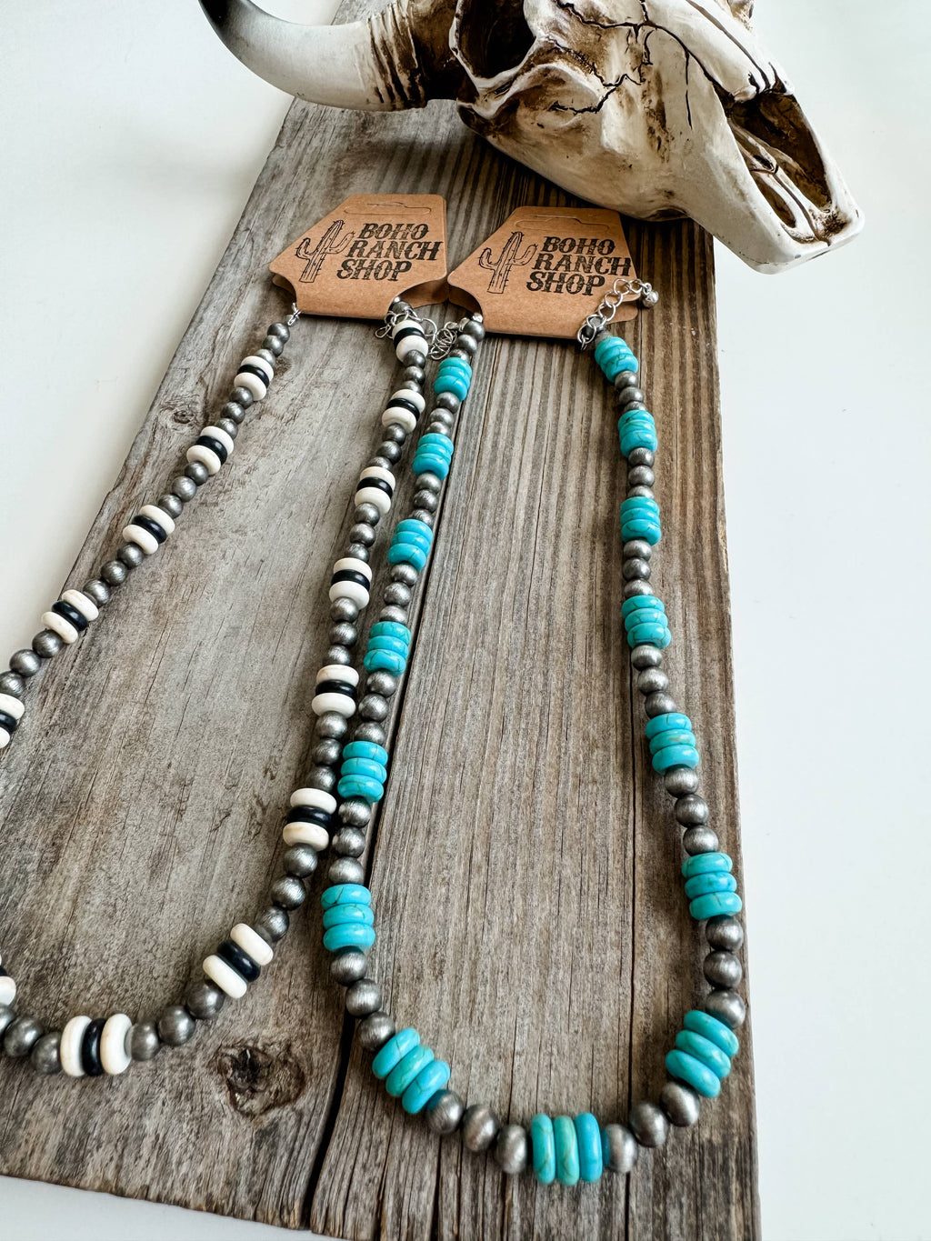 Western Navajo Style Pearl with Stone Necklace