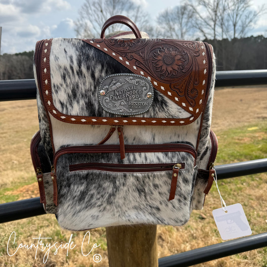 Vintage NFR Tooled Leather Backpack Laptop Bag