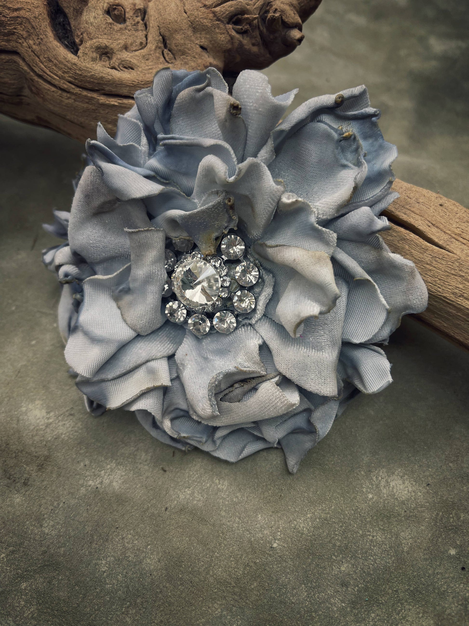 Hand Cut Silver Gray Vintage Velvet Pin