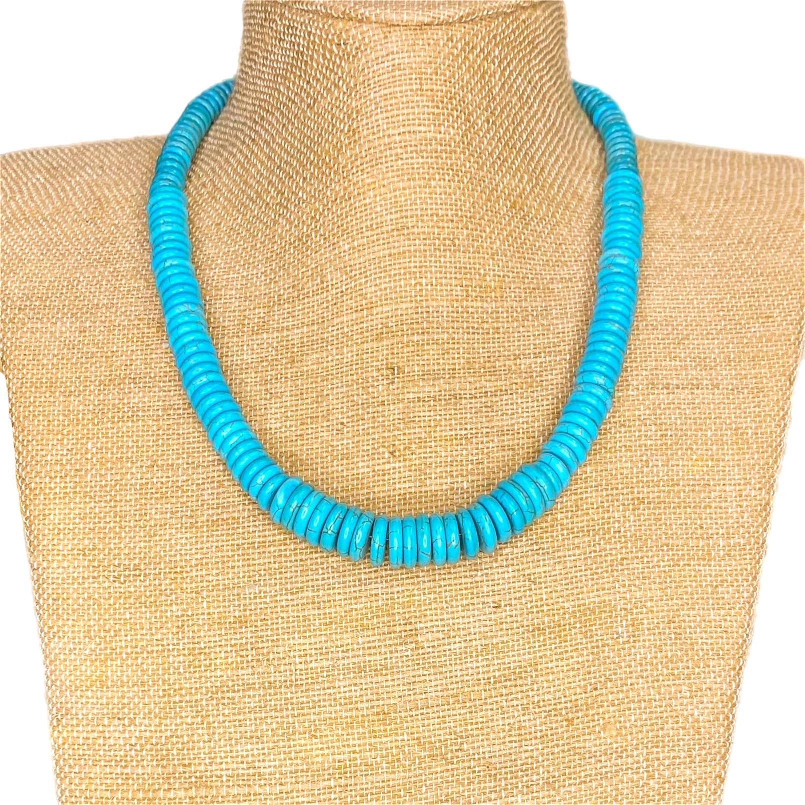 Graduated Rondelle Turquoise Howlite Necklace