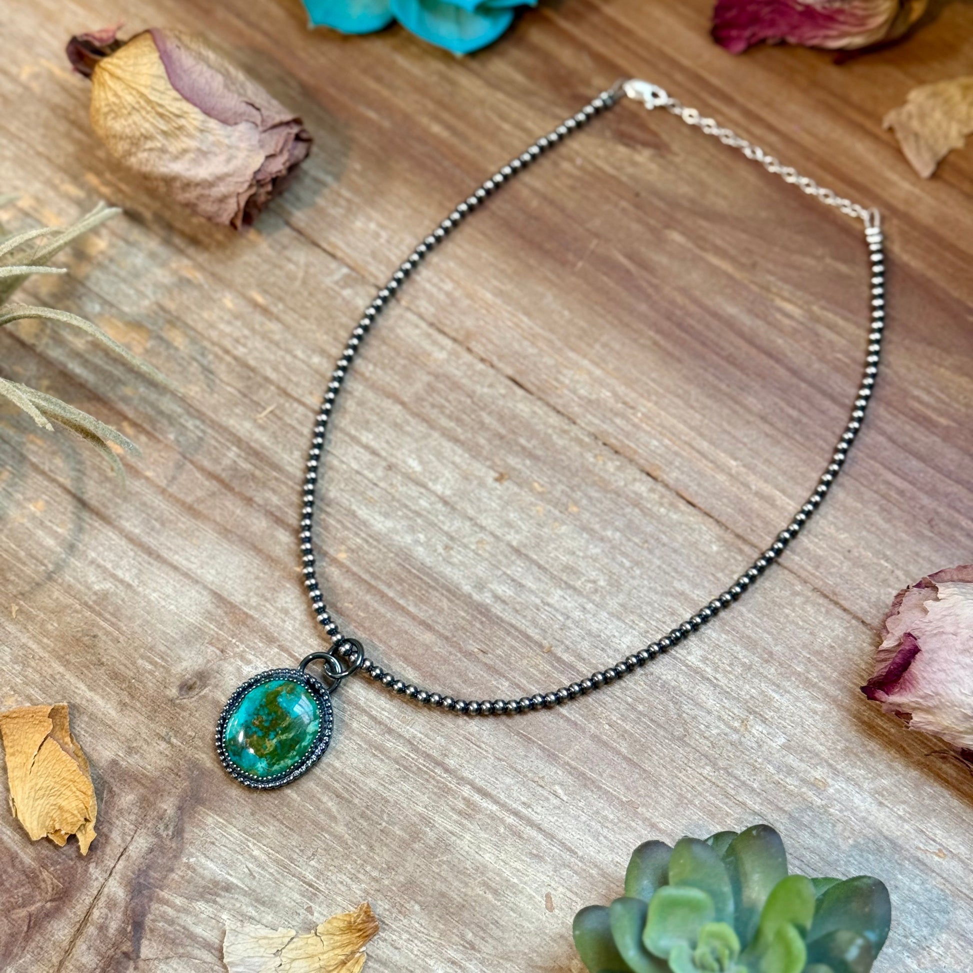 ***FREE Sterling Silver Pearl Necklace + MJ Green Turquoise Pendant
