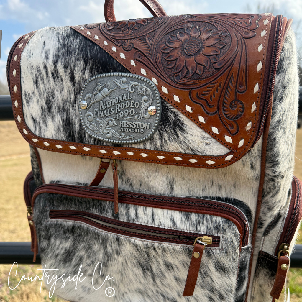 Vintage NFR Tooled Leather Backpack Laptop Bag