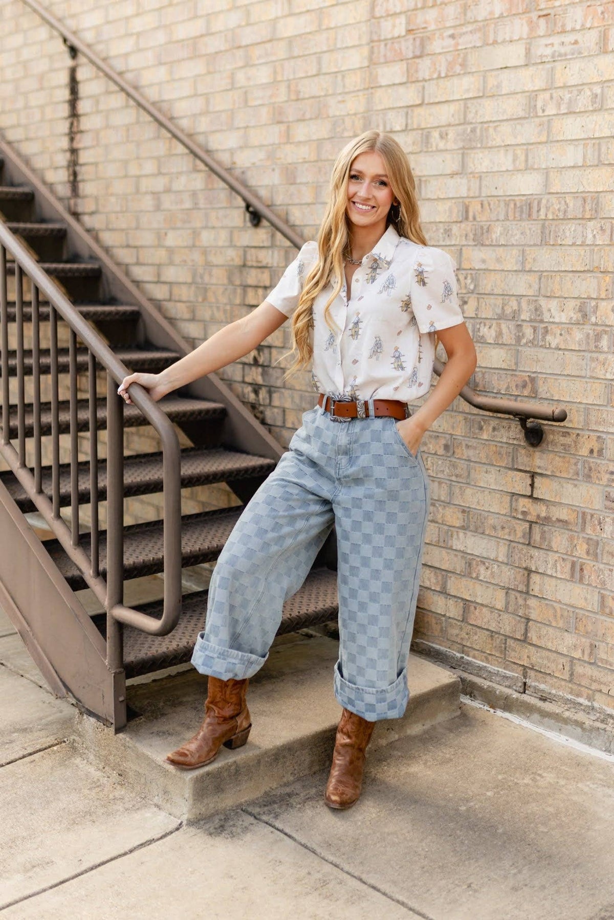 CHECKER CUFF DENIM JEAN