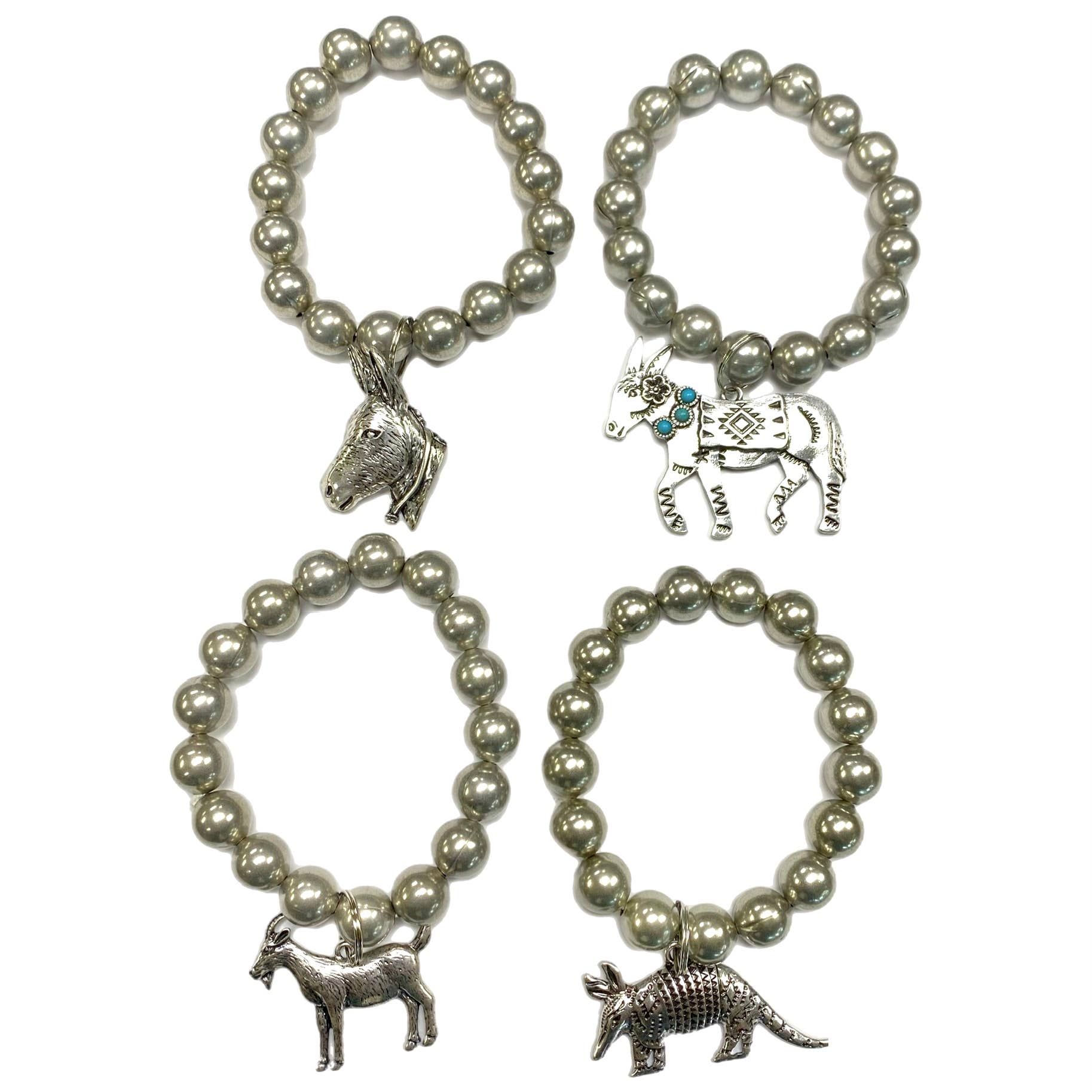 Faux Navajo Pearl Bracelets with Silver Metal Charms