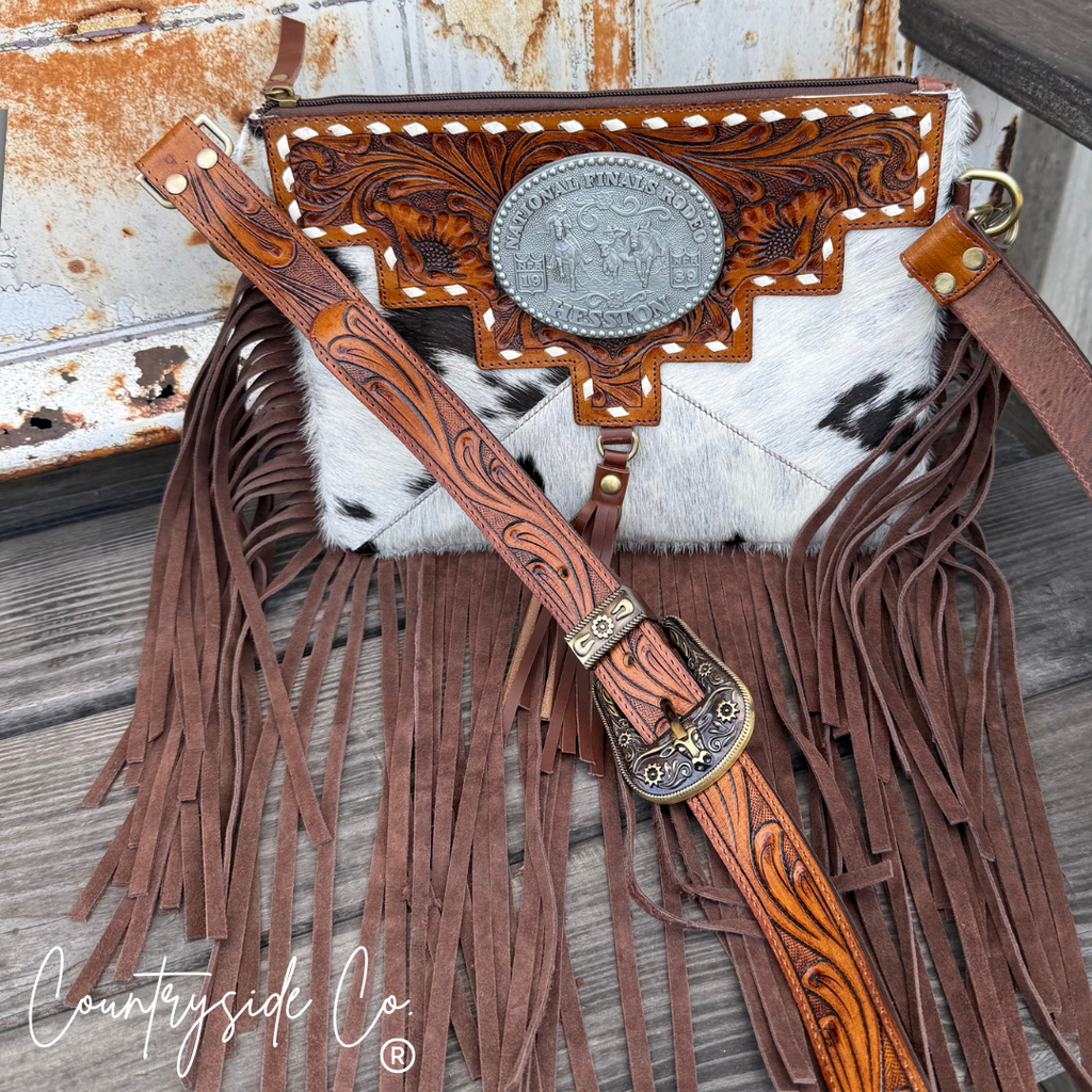 Vegas NFR Vintage Buckle Cowhide Crossbody
