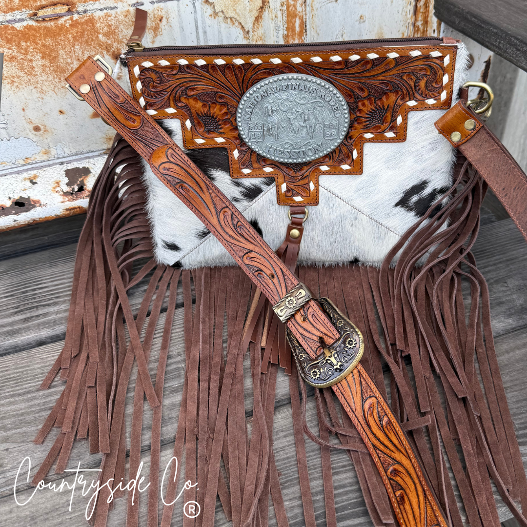 Vegas NFR Vintage Buckle Cowhide Crossbody