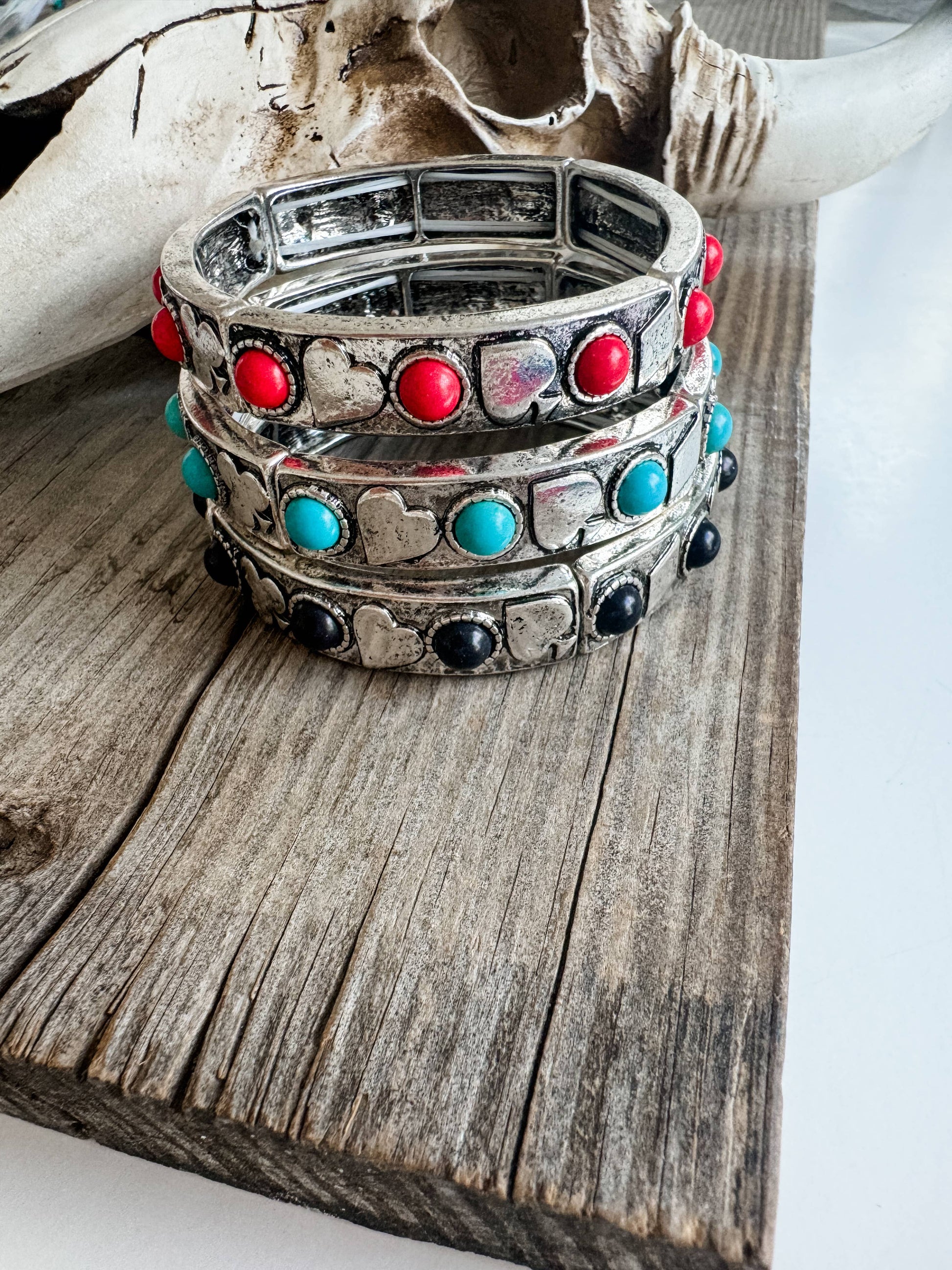 Western Card Theme Stretch Bracelet