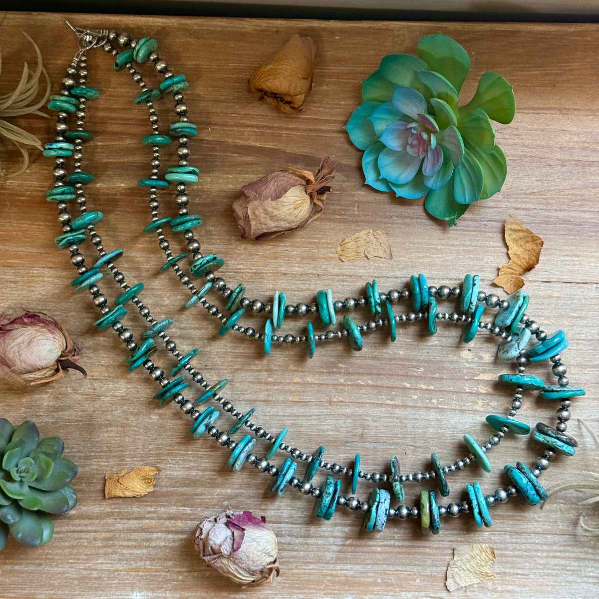 One Time Pieces – Two-Necklace Graduated Blue-Green Turquoise Showstopper Stack