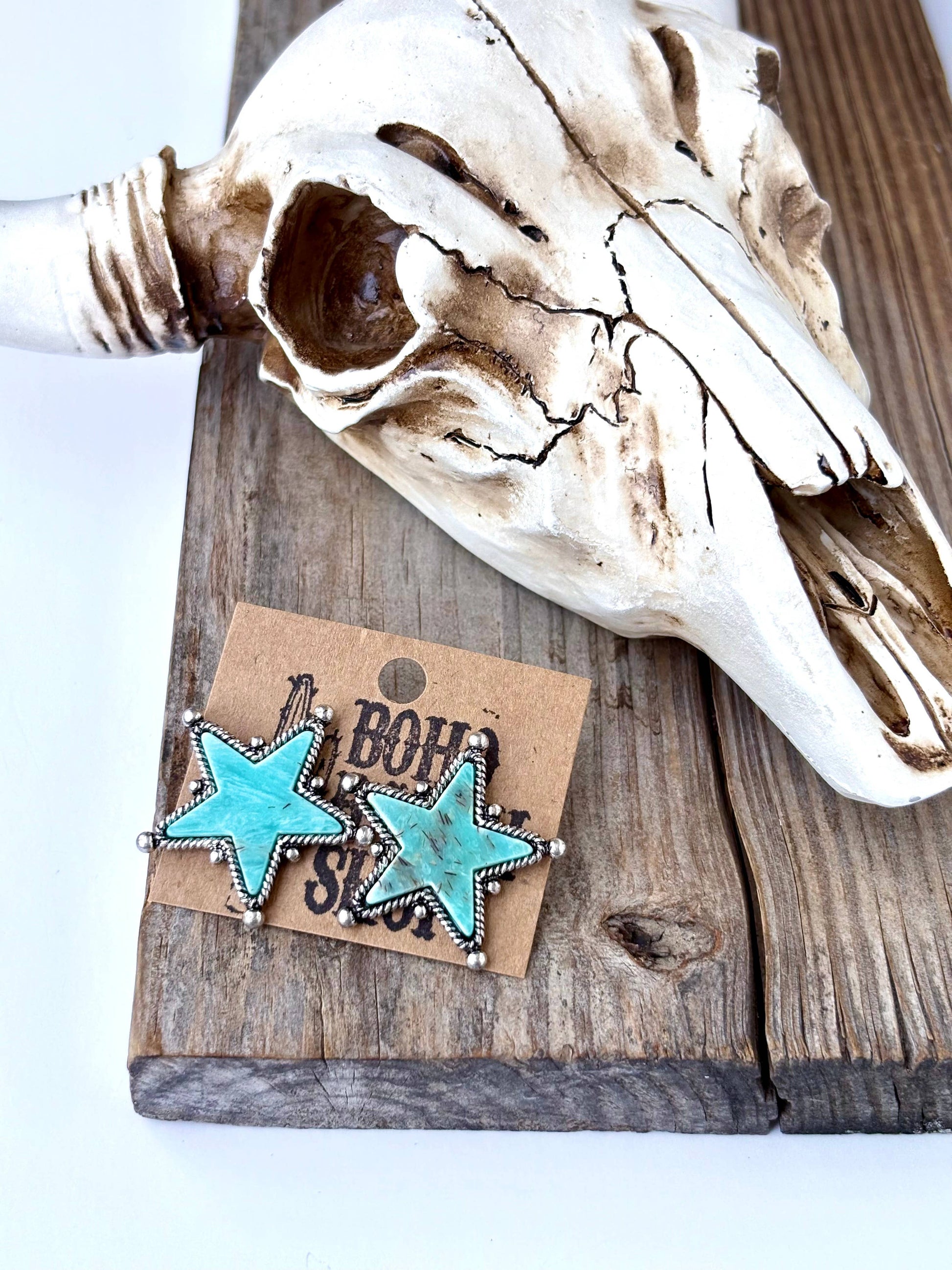 Western Mable Stone Star Stud Earrings