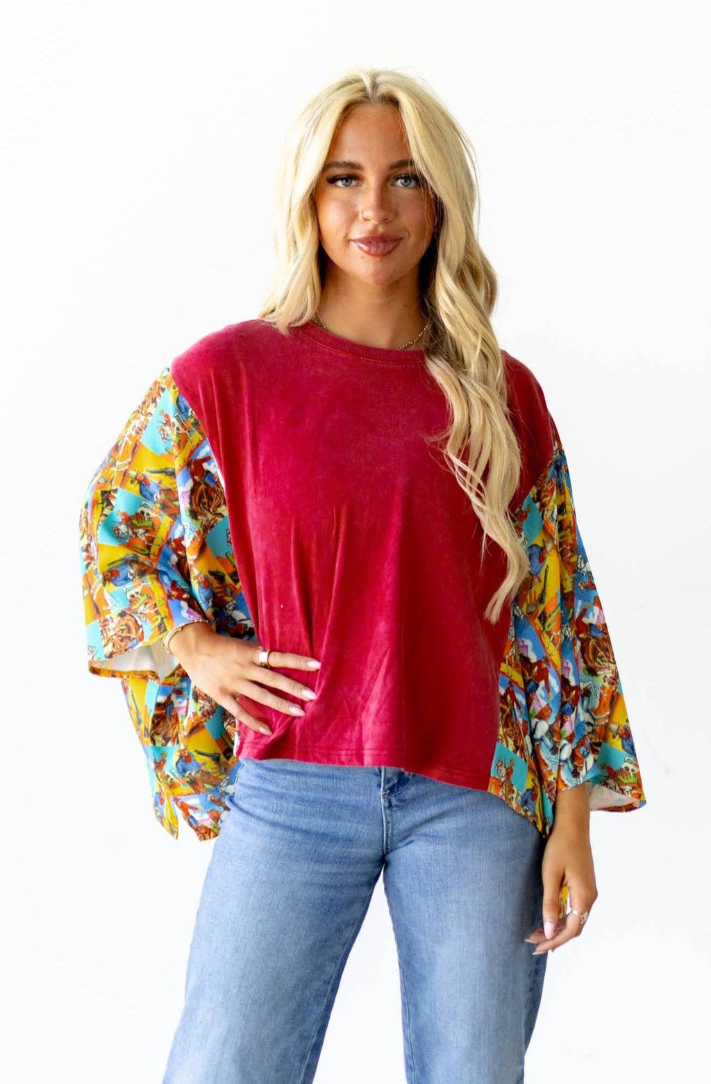 JD102 SLEEVED TEE - RED POPART
