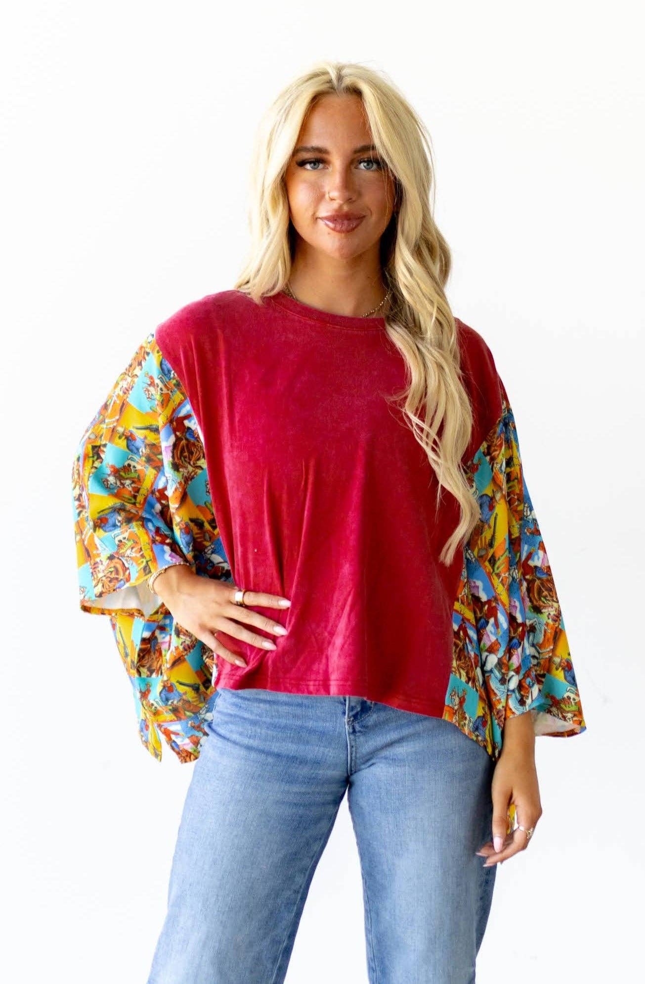 JD102 SLEEVED TEE - RED POPART