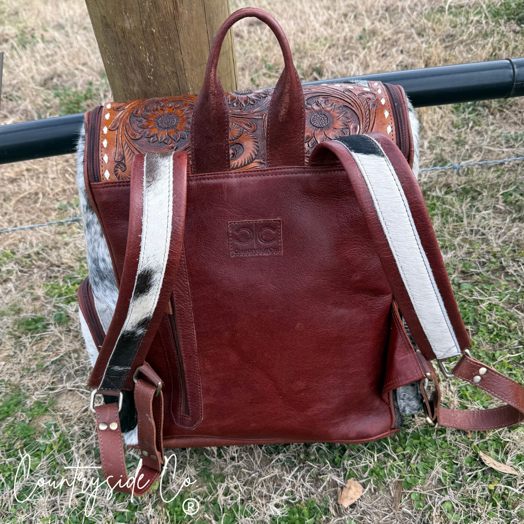 Vintage NFR Tooled Leather Backpack Laptop Bag