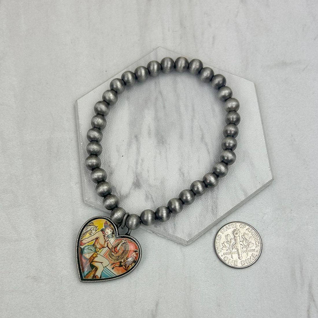 BR250308-05            Silver Navajo pearl with hot white roundel turquoise stone beads strength Bracelet (Copy)