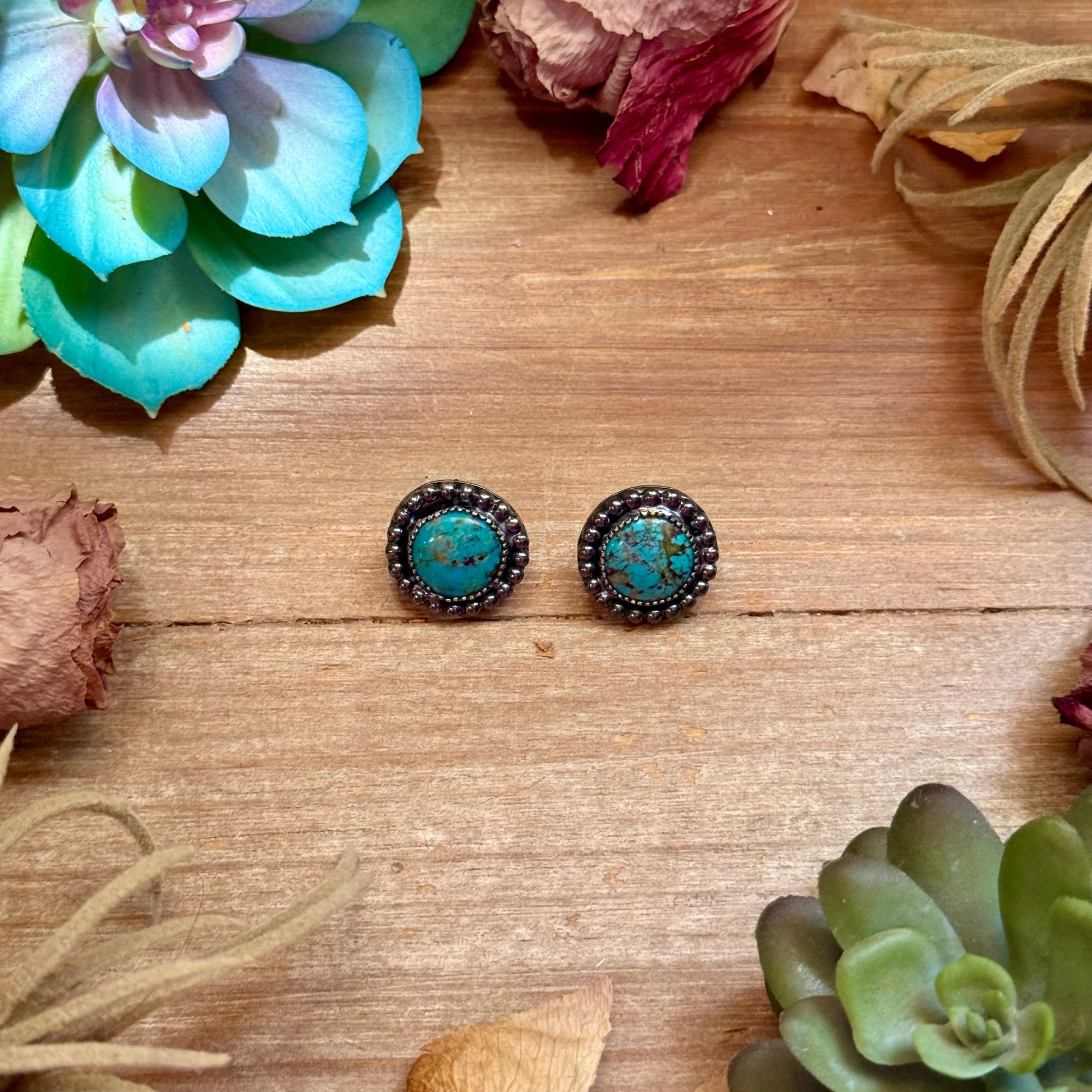 MJ Round Turquoise Stud Earrings