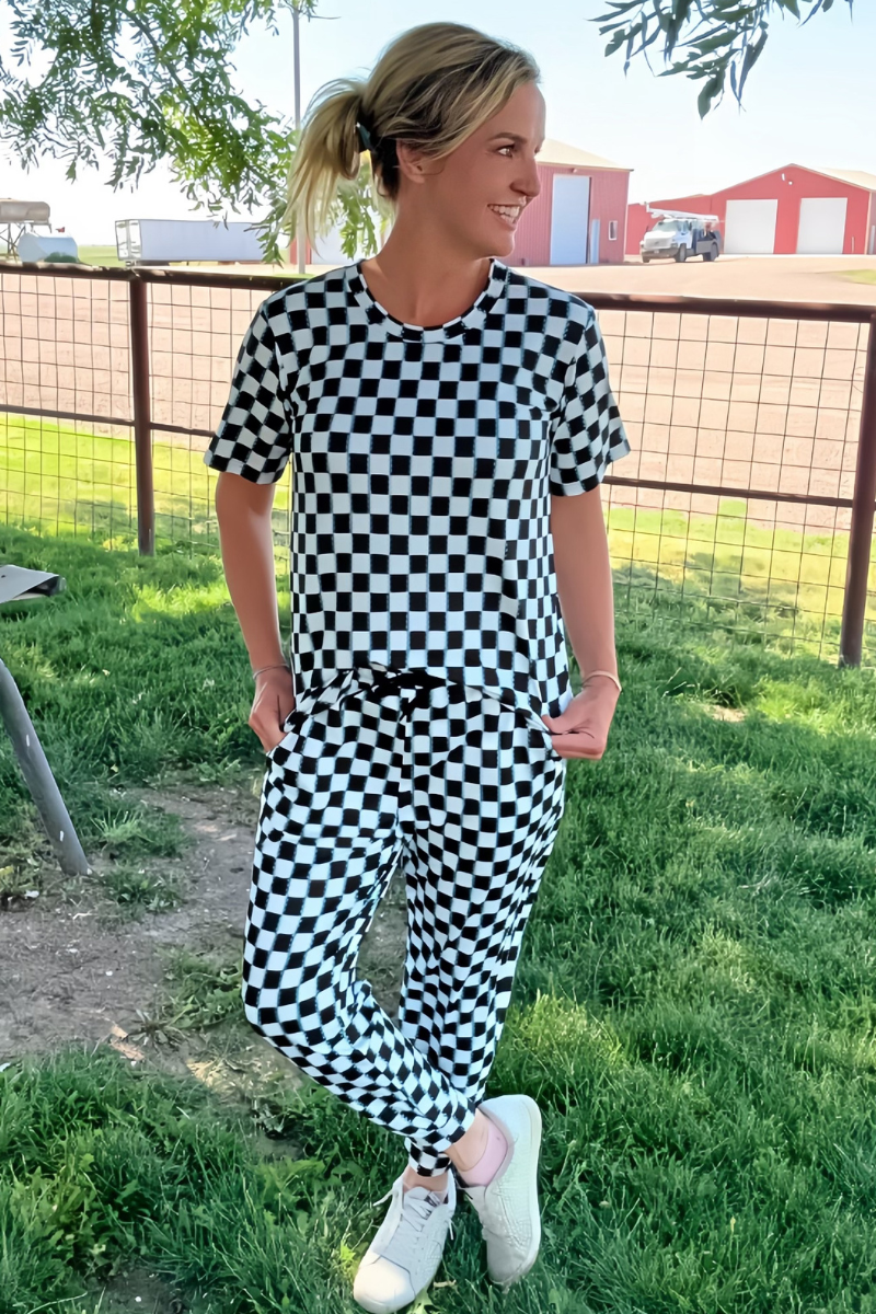 Checked In Turquoise Top