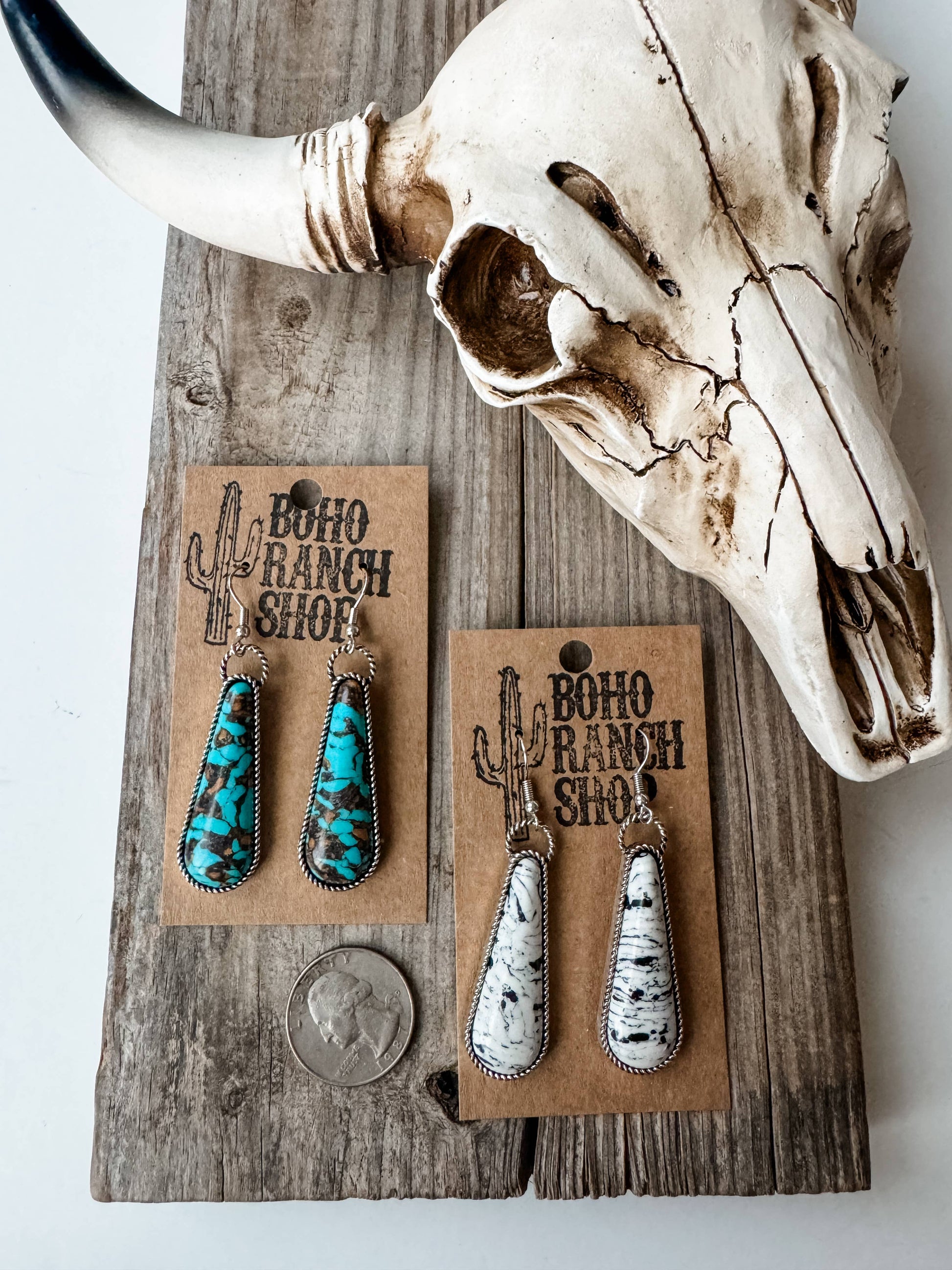 Western Drop Stone Earrings