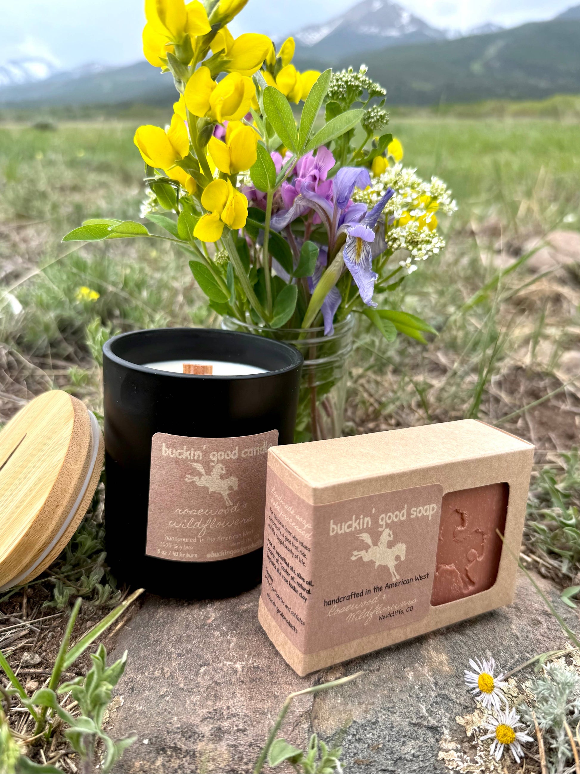 Candle Rosewood + Wildflowers (western decor)