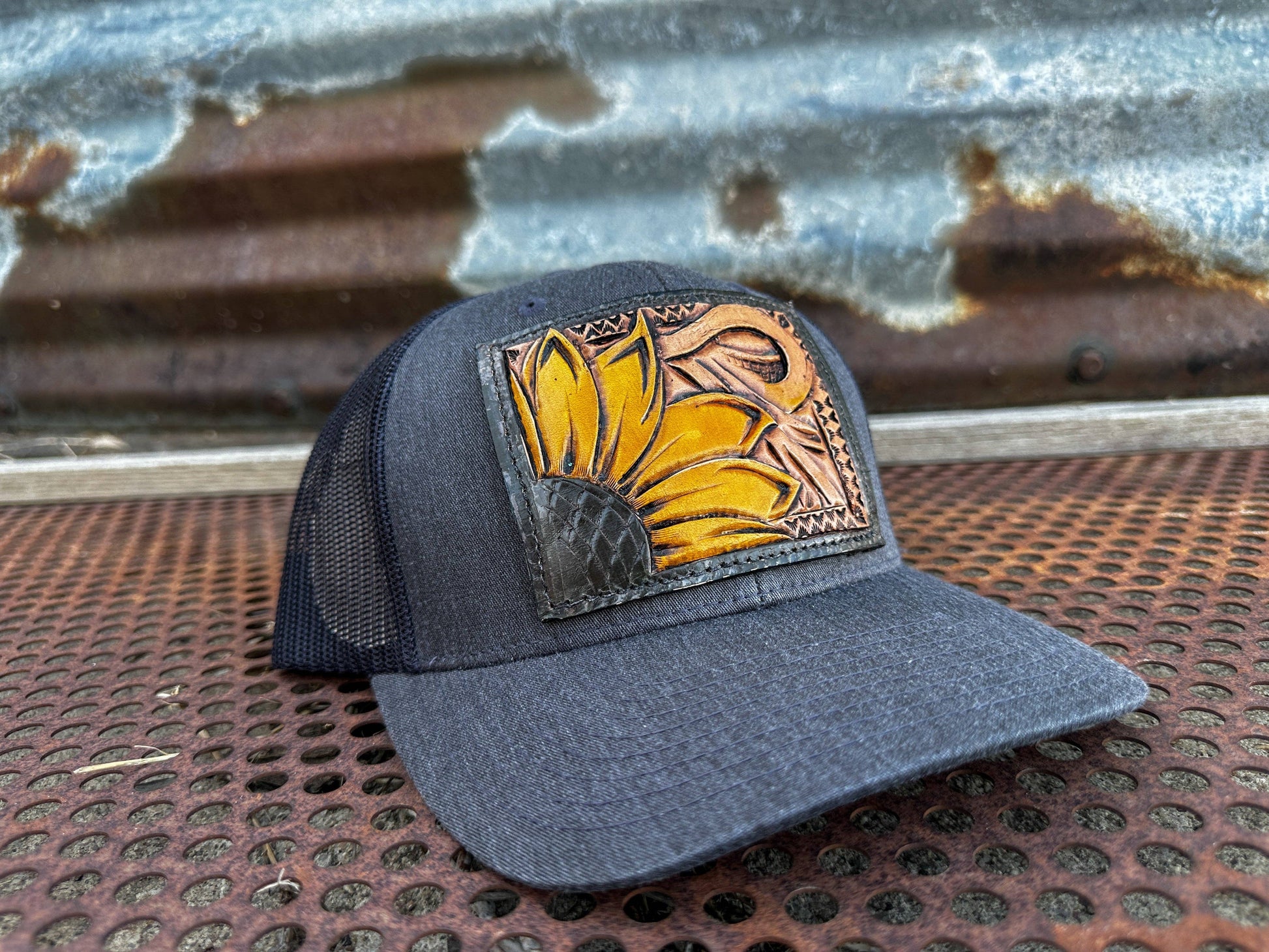 Sunflower Southwest Leather Patch Cap Cowgirl Rodeo Western Cowboy