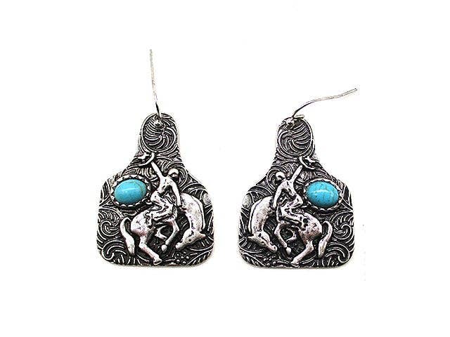 Western Horse Riding Cattle Tag Earring