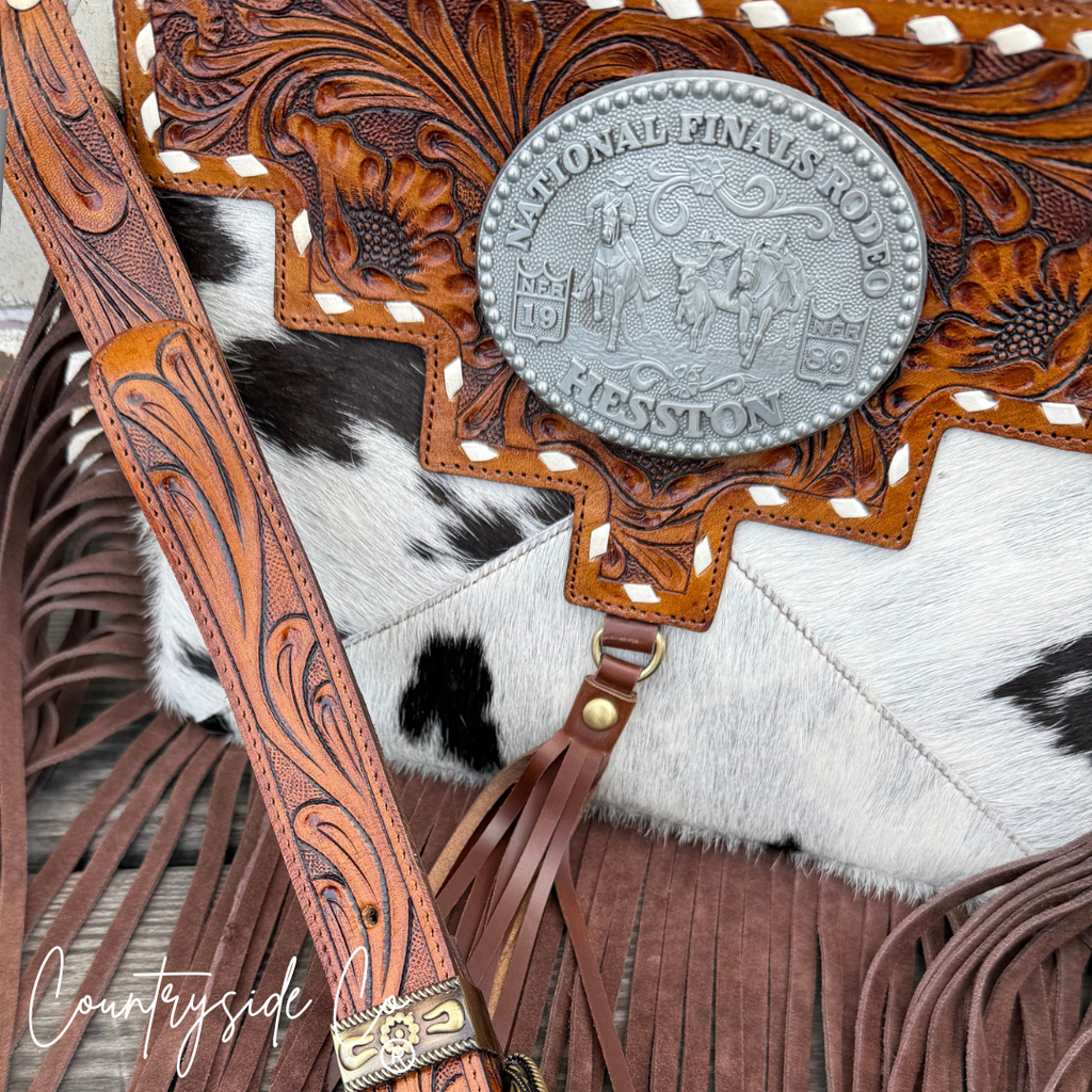 Vegas NFR Vintage Buckle Cowhide Crossbody