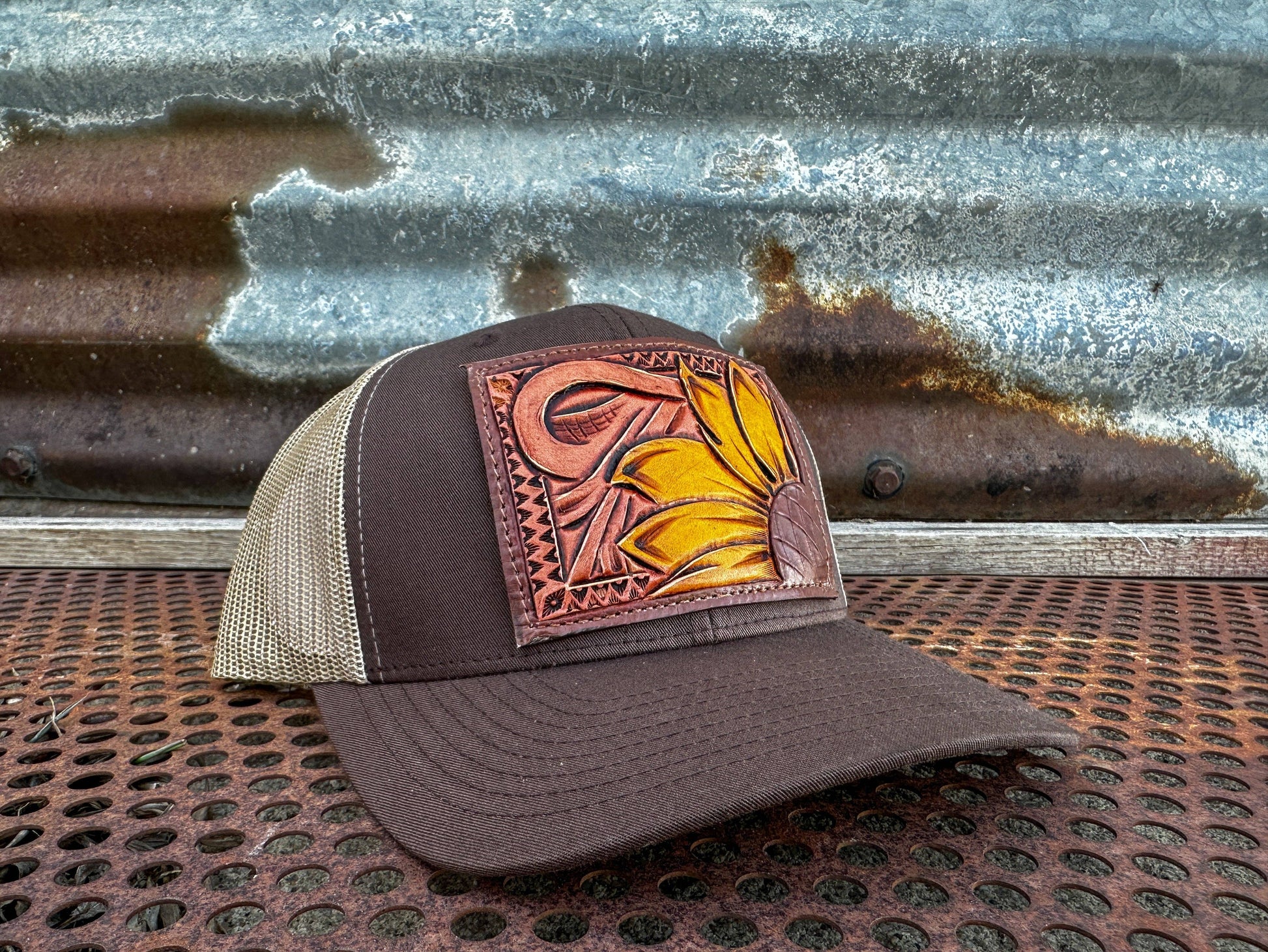 Sunflower Southwest Leather Patch Cap Cowgirl Rodeo Western Cowboy
