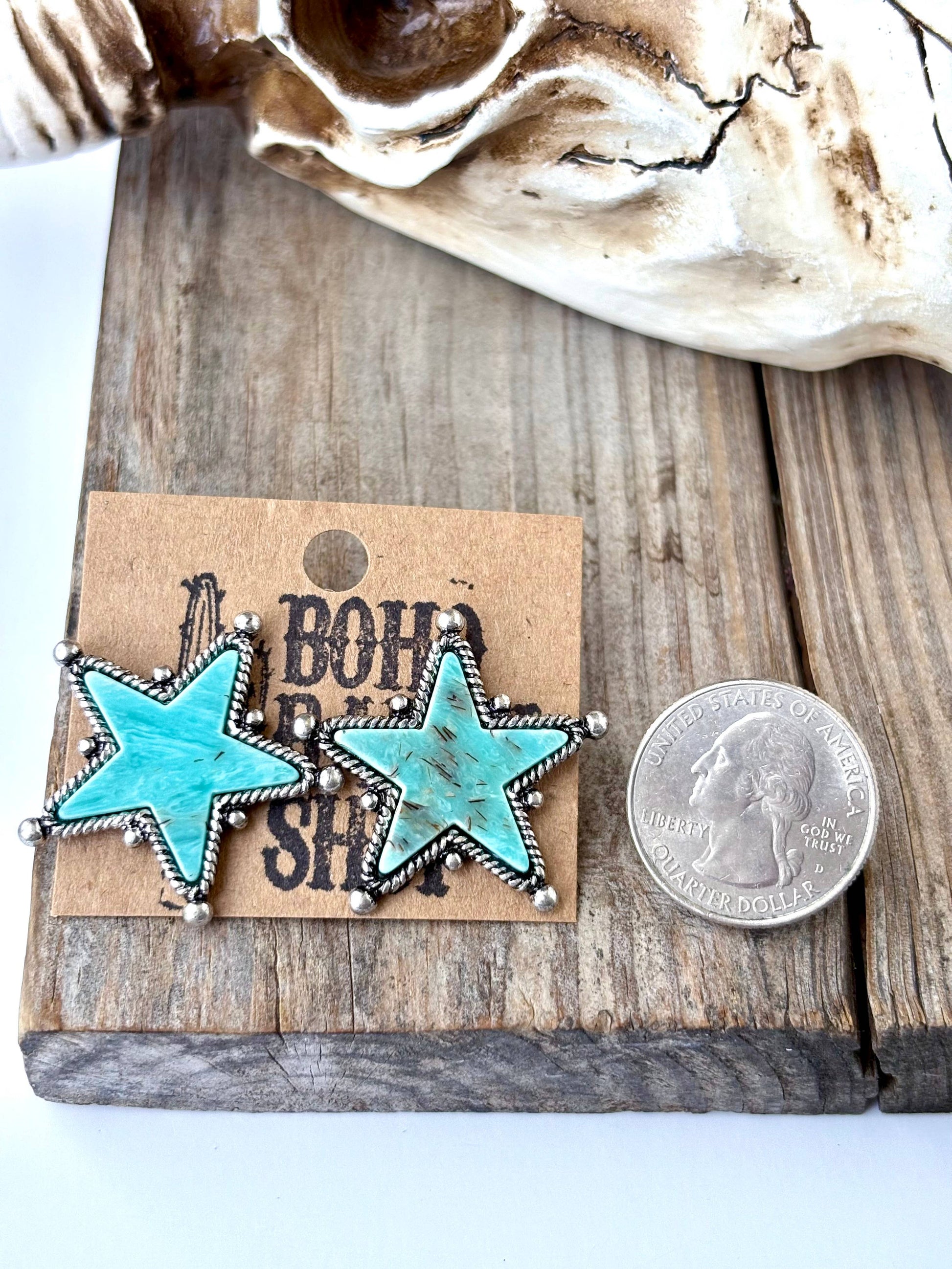 Western Mable Stone Star Stud Earrings
