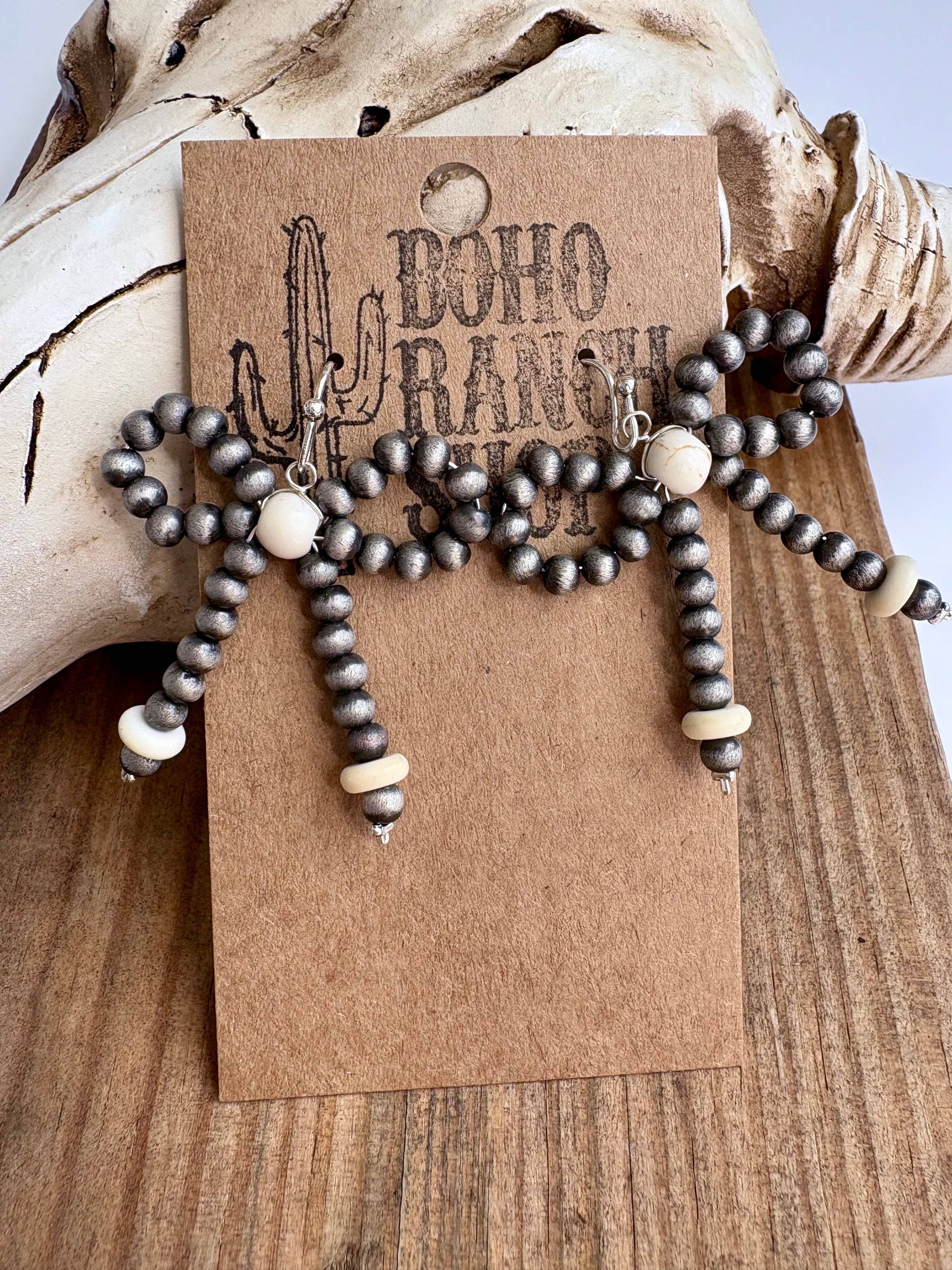 Western Navajo Style Bead Coquette Bow Earrings