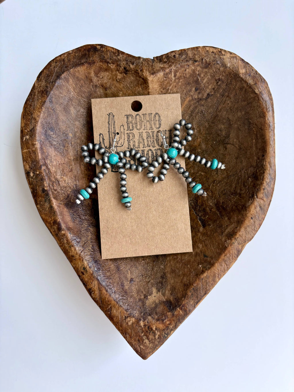 Western Navajo Style Bead Coquette Bow Earrings