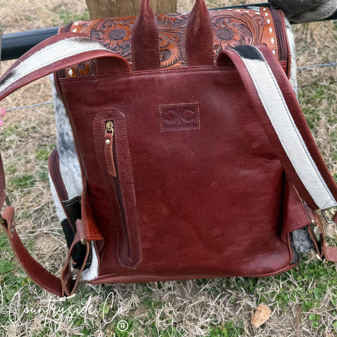 Vintage NFR Tooled Leather Backpack Laptop Bag