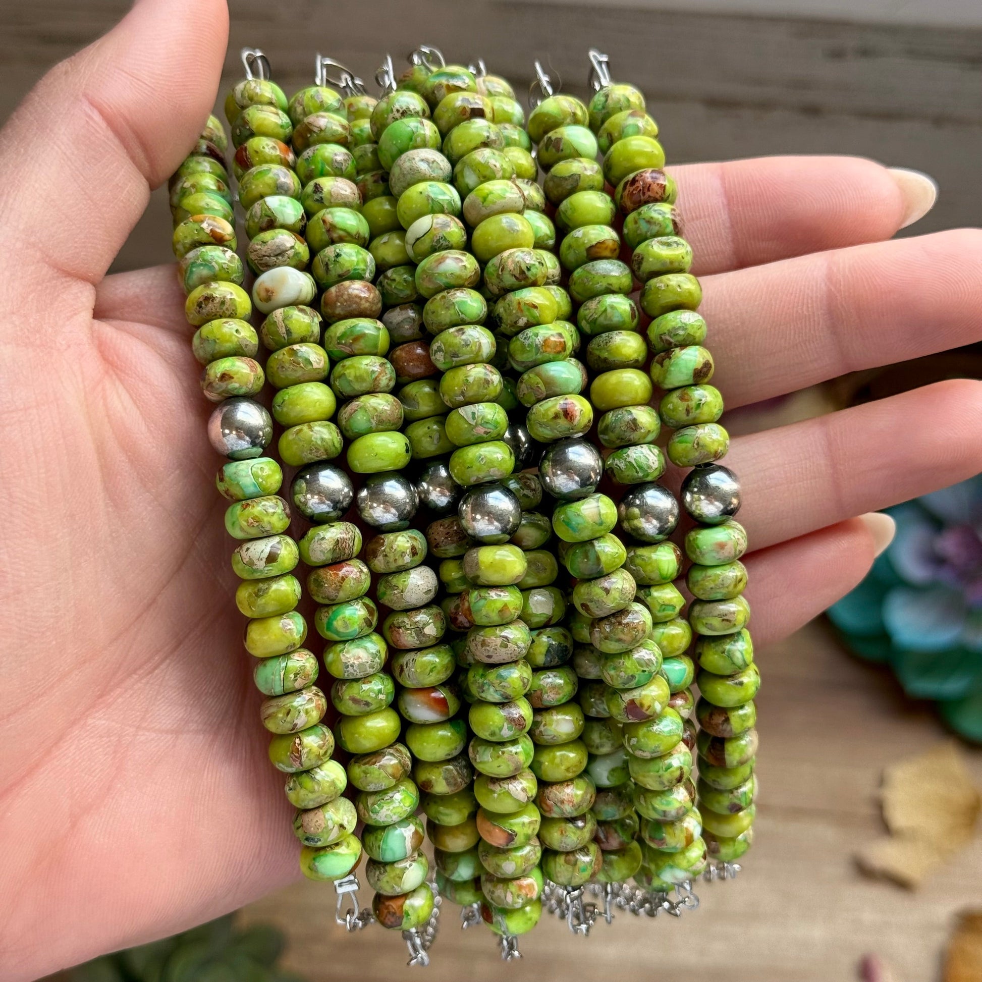 16” Green Variscite Paperclip Necklace – Sterling Silver Accent