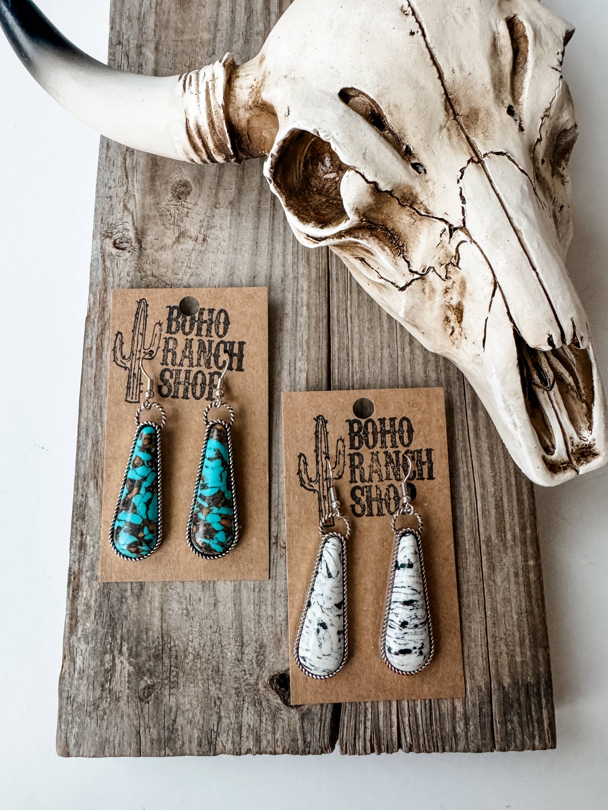 Western Drop Stone Earrings