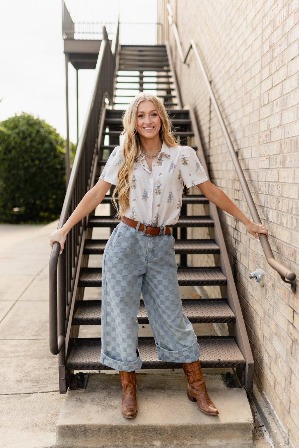 CHECKER CUFF DENIM JEAN