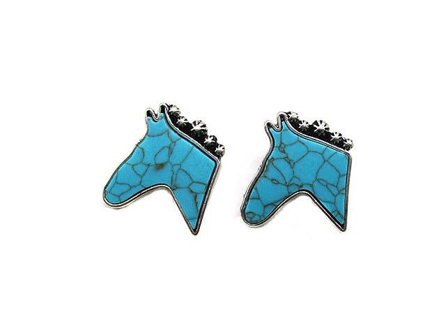 Western Turquoise Horsehead Earring