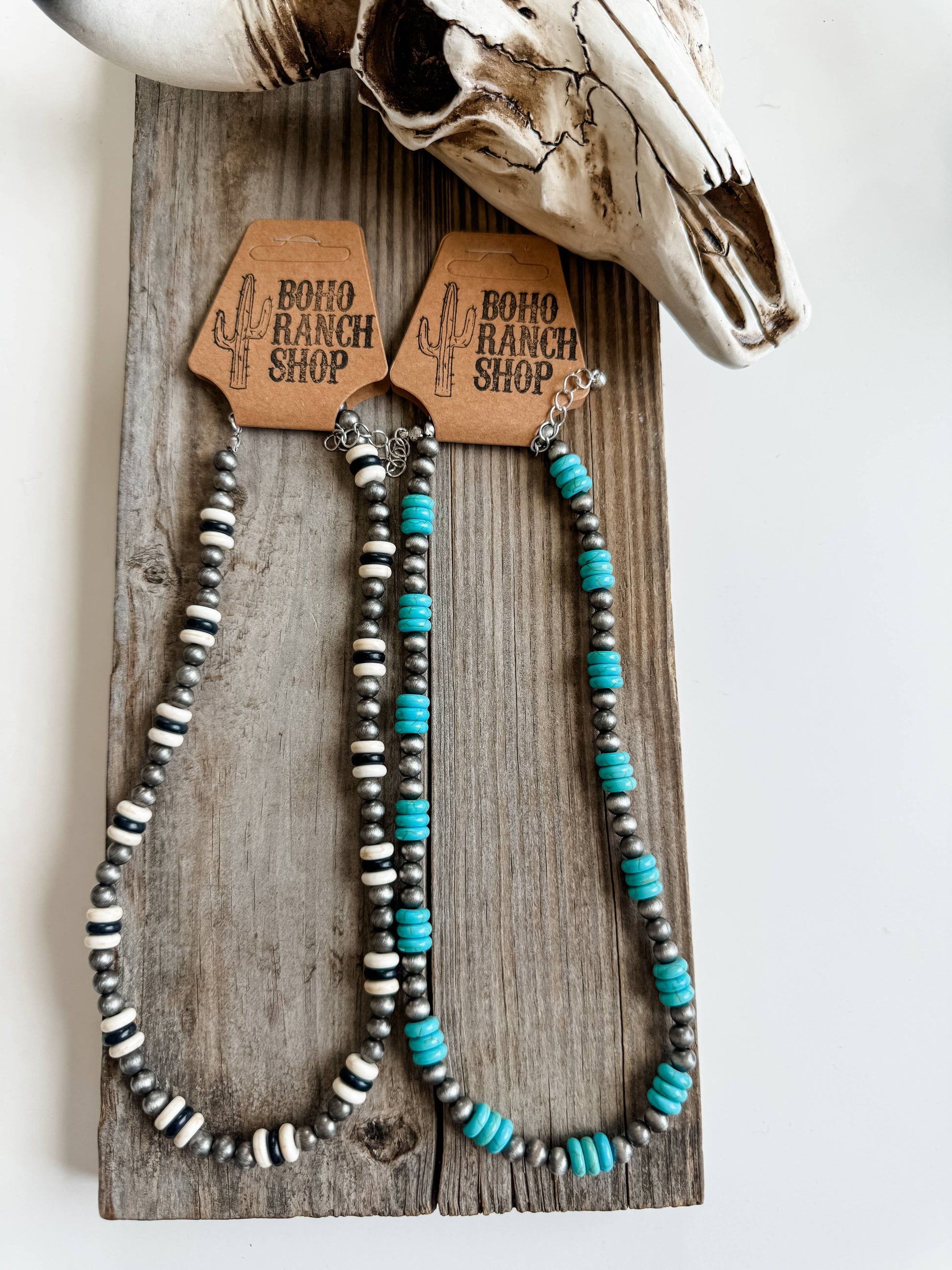 Western Navajo Style Pearl with Stone Necklace