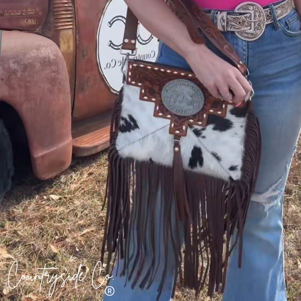 Vegas NFR Vintage Buckle Cowhide Crossbody