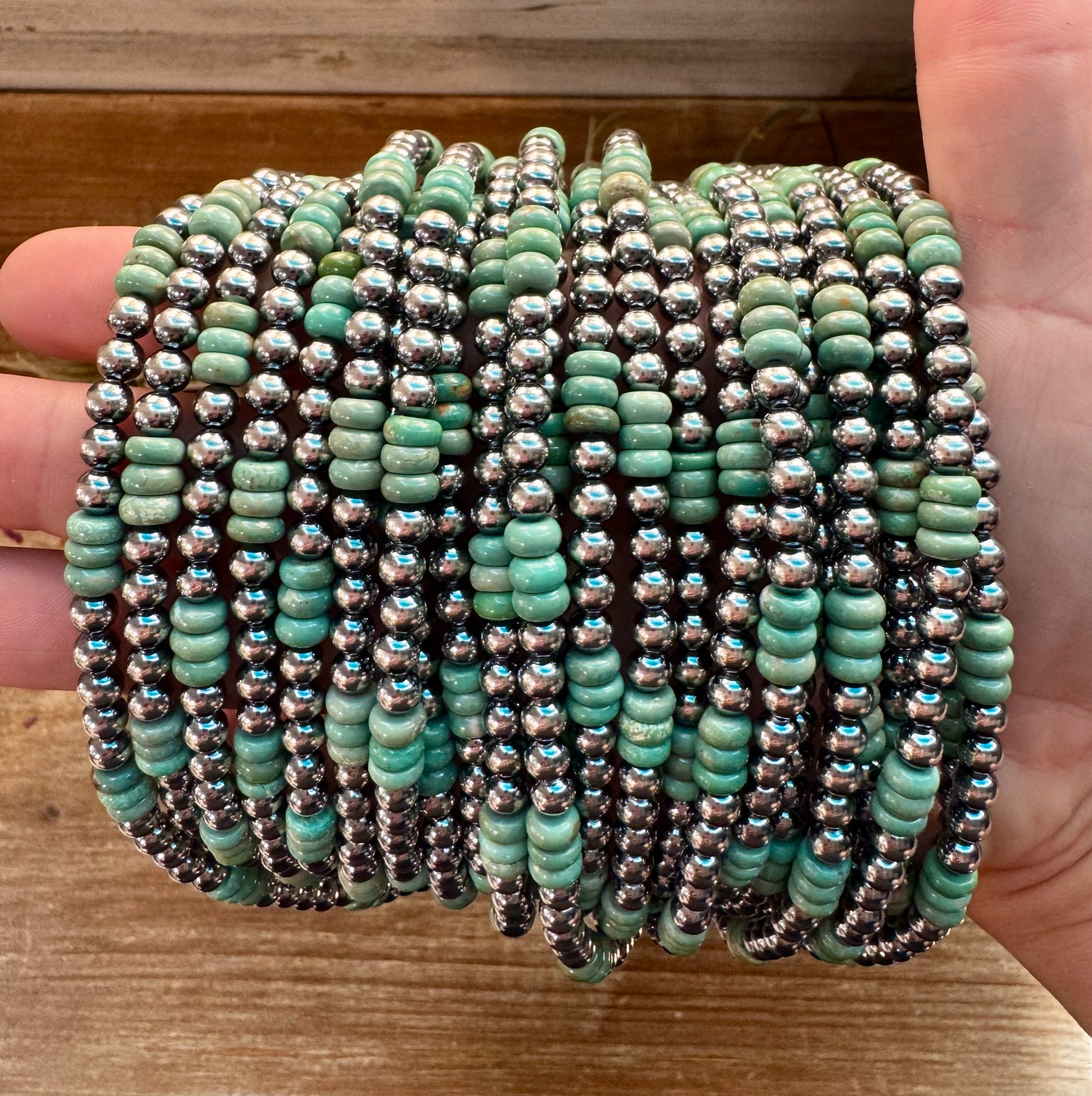 Green Turquoise & Sterling Silver Pearl Necklace – 5mm – Handmade by The Bijoux FAB – 19"