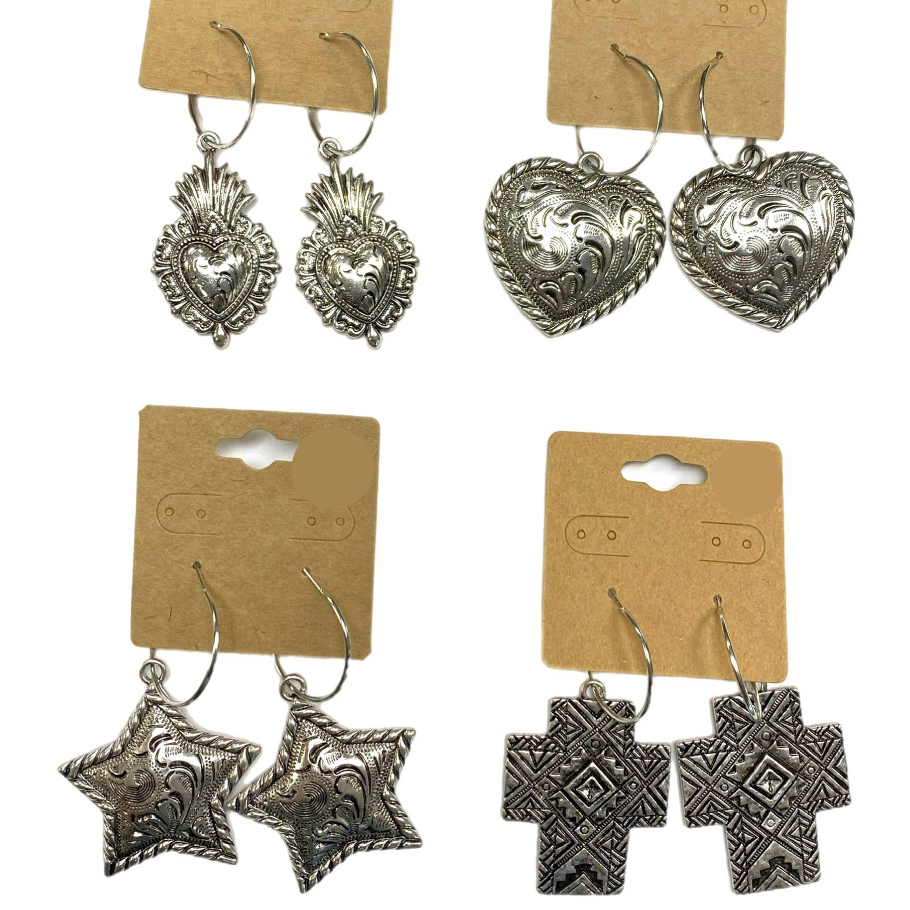 Silver Metal Earrings- Hoop Earrings with Silver Metal Charm