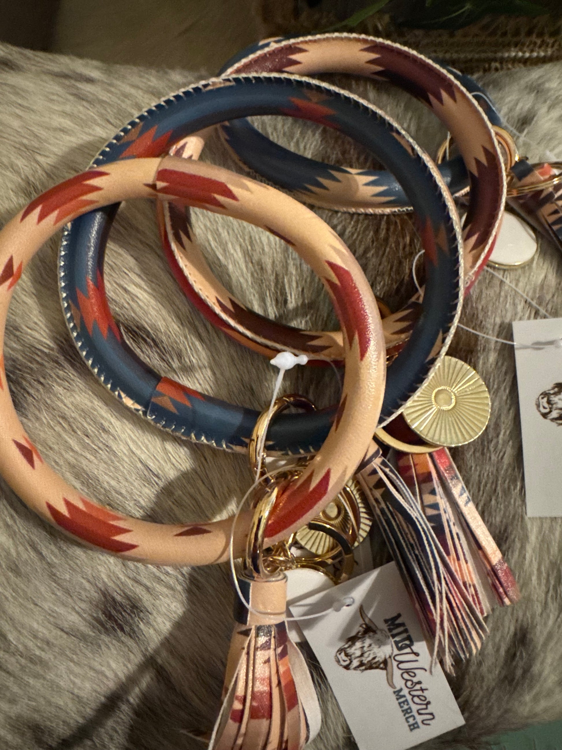 Navajo Bangle Keychain ~ Brown & Tan