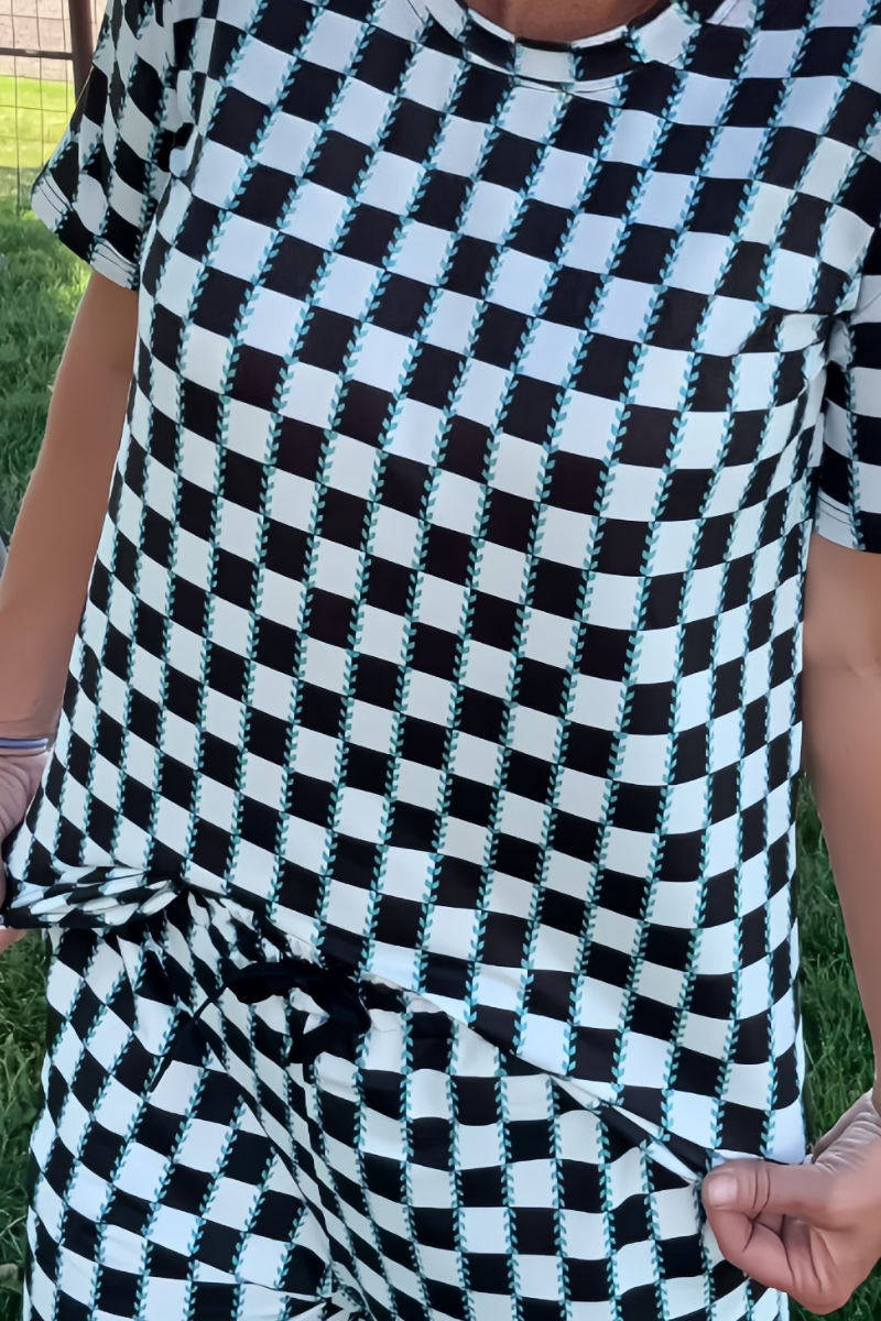 Checked In Turquoise Joggers