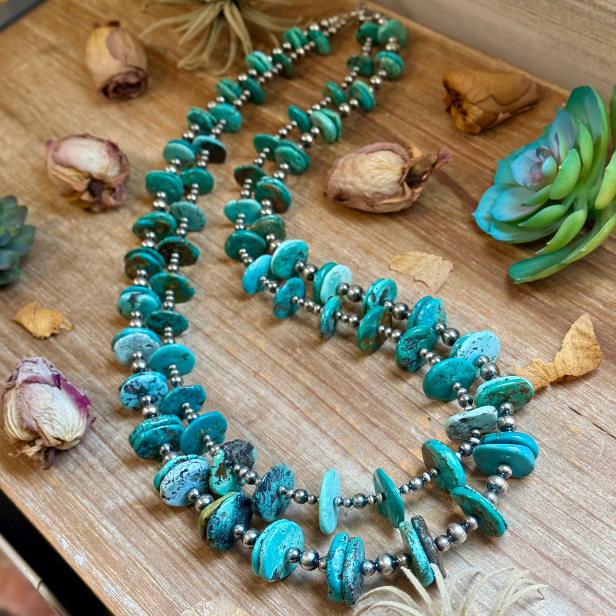 One Time Pieces – Two-Necklace Graduated Blue-Green Turquoise Showstopper Stack