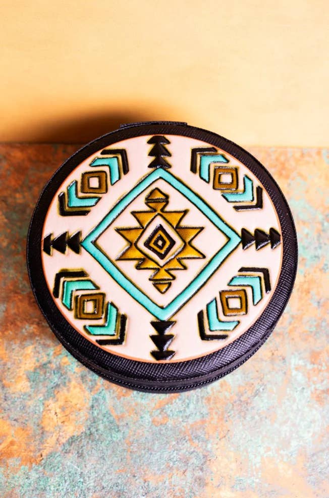 Western Mini Round Jewelry Storage Travel Box