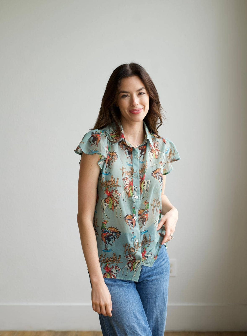 TH199 HOWDY FLUTTER SLEEVE BLOUSE