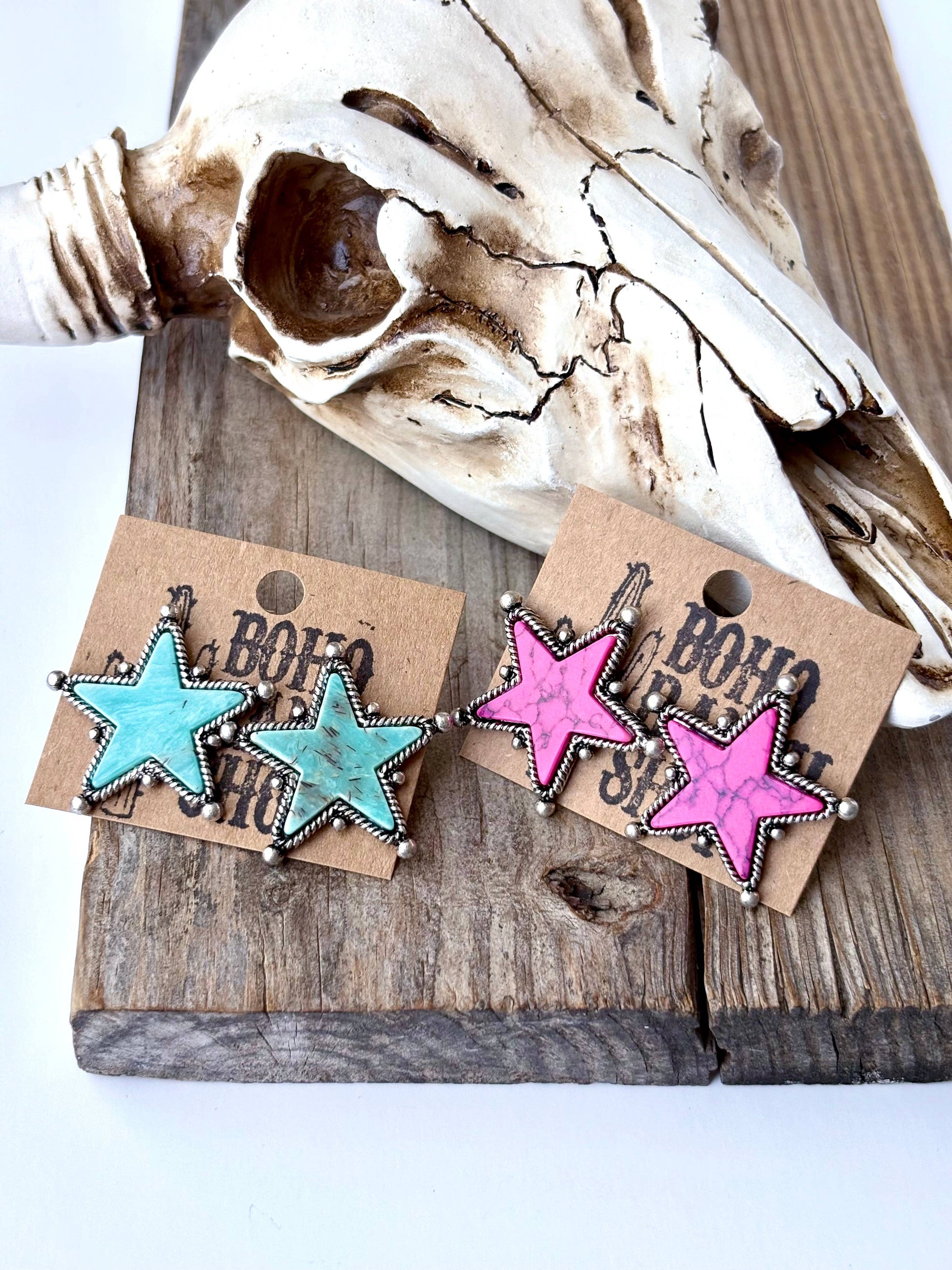 Western Mable Stone Star Stud Earrings