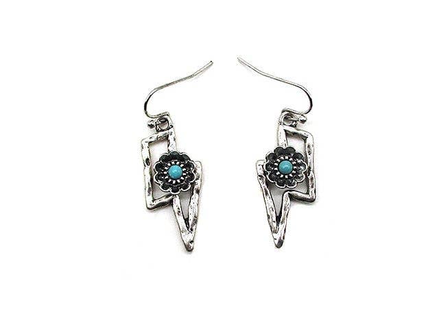 Western Cut Out Thunderbolt Dangle Earring