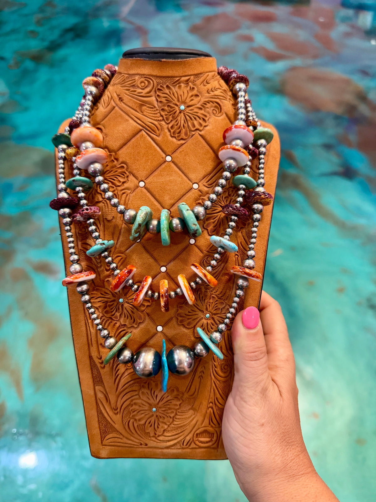 One Time Pieces – Mixed Spiny Oyster, Turquoise & Sterling Silver Necklaces