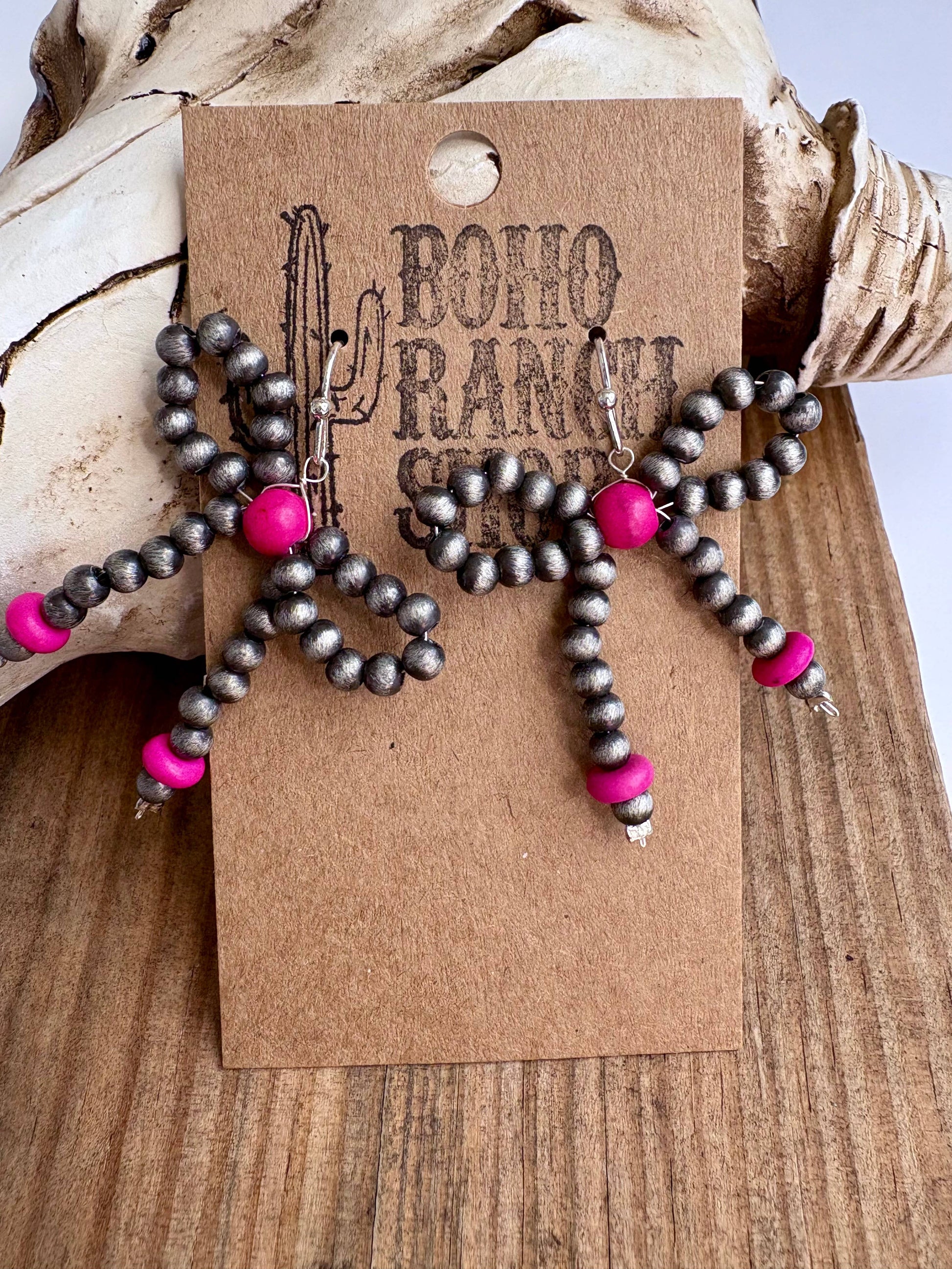 Western Navajo Style Bead Coquette Bow Earrings