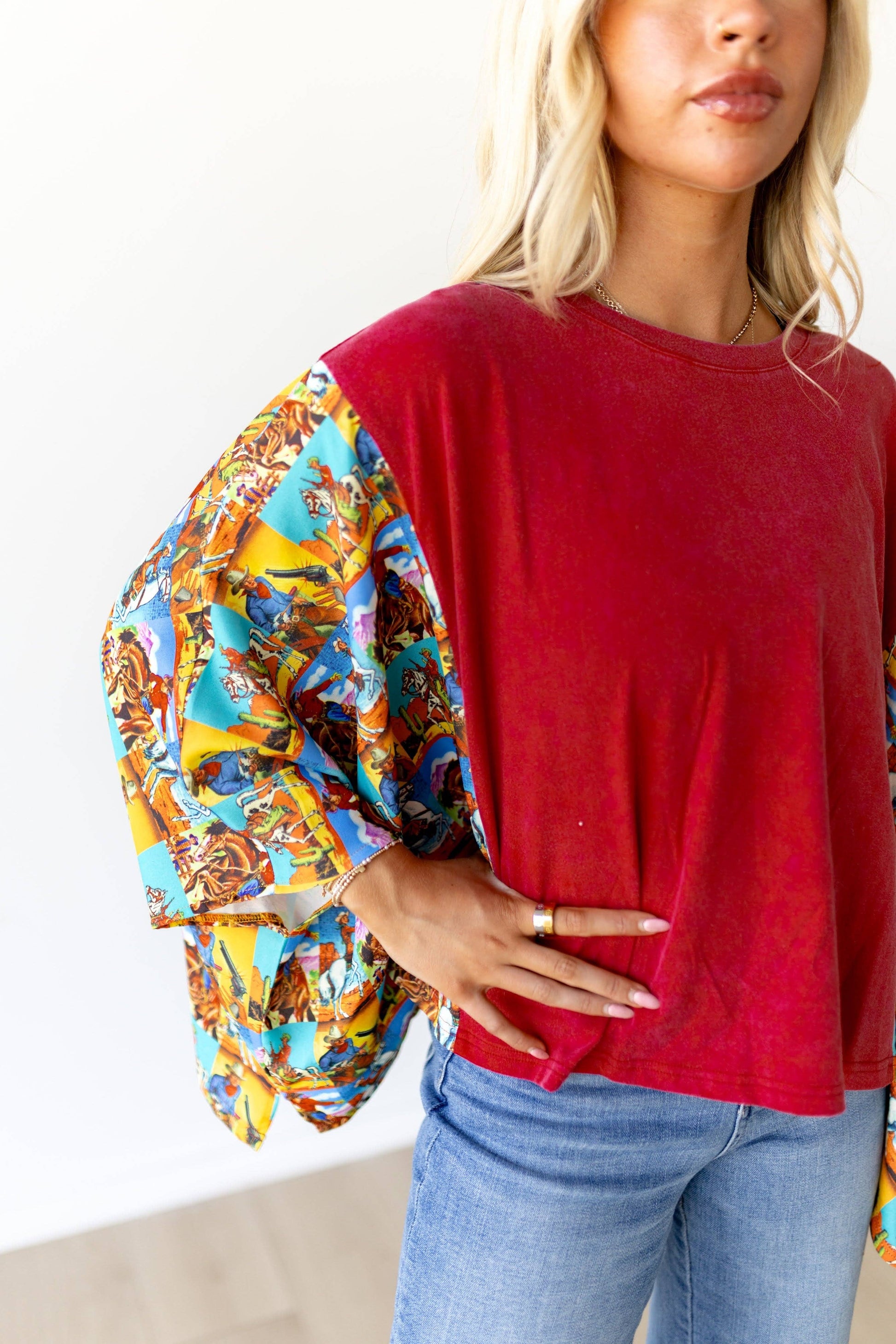 JD102 SLEEVED TEE - RED POPART