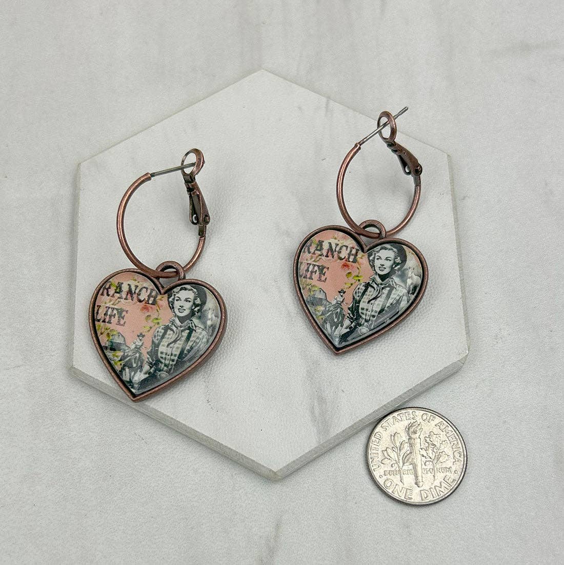 ER250309-04               Copper metal with western cowgirl heart Earrings (Copy)