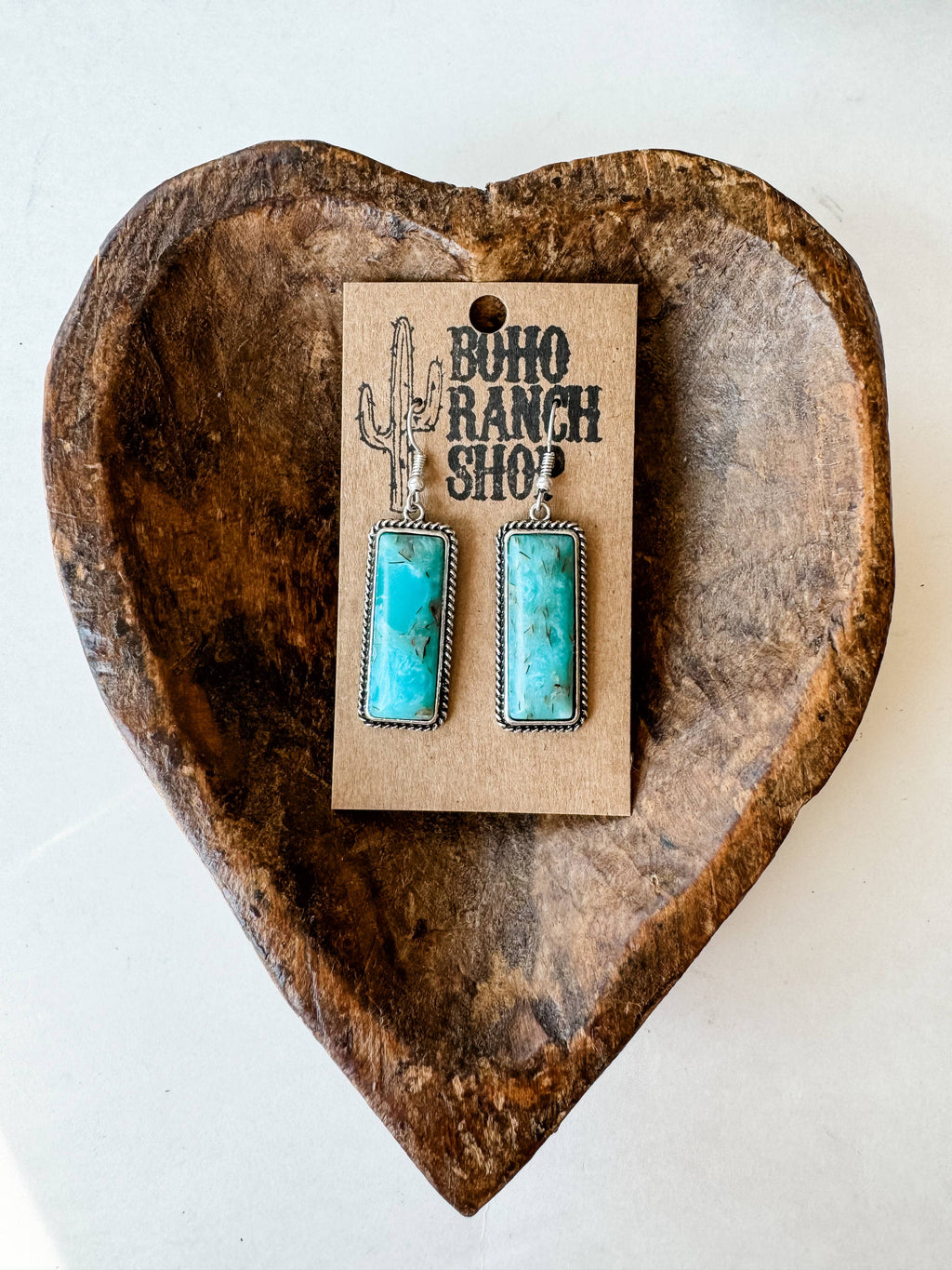 Western Rectangle Stone Dangle Earrings