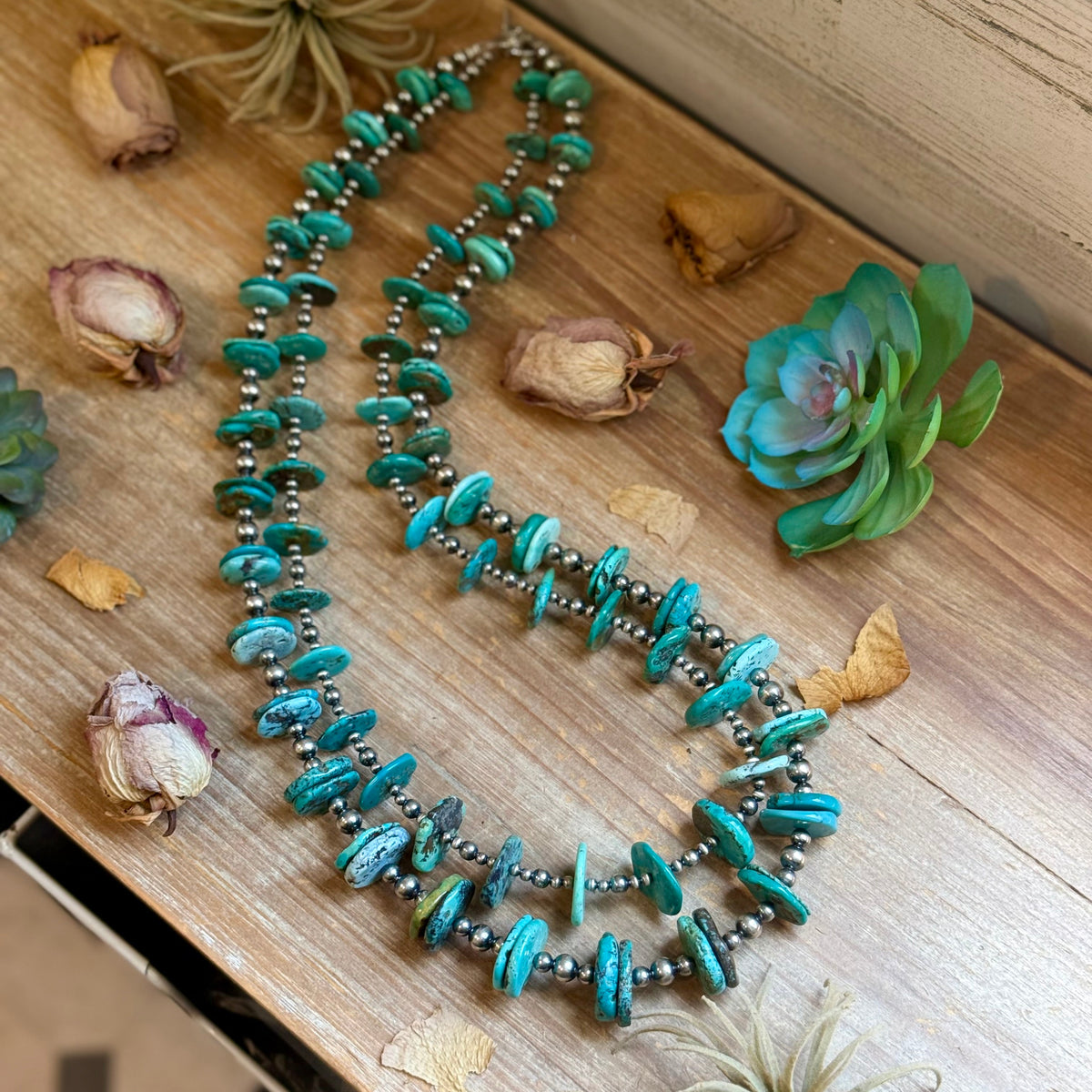 One Time Pieces – Two-Necklace Graduated Blue-Green Turquoise Showstopper Stack
